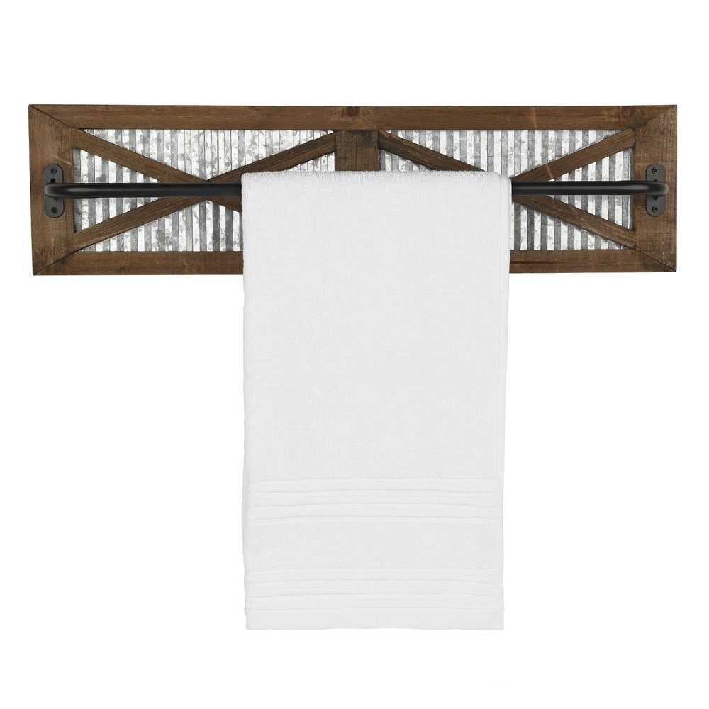 Mucola Handtuchhalter Handtuchhalter 60 x 15 cm Handtuchstange Holz Handtuchreling, Materialkombination aus Holz und Metall
