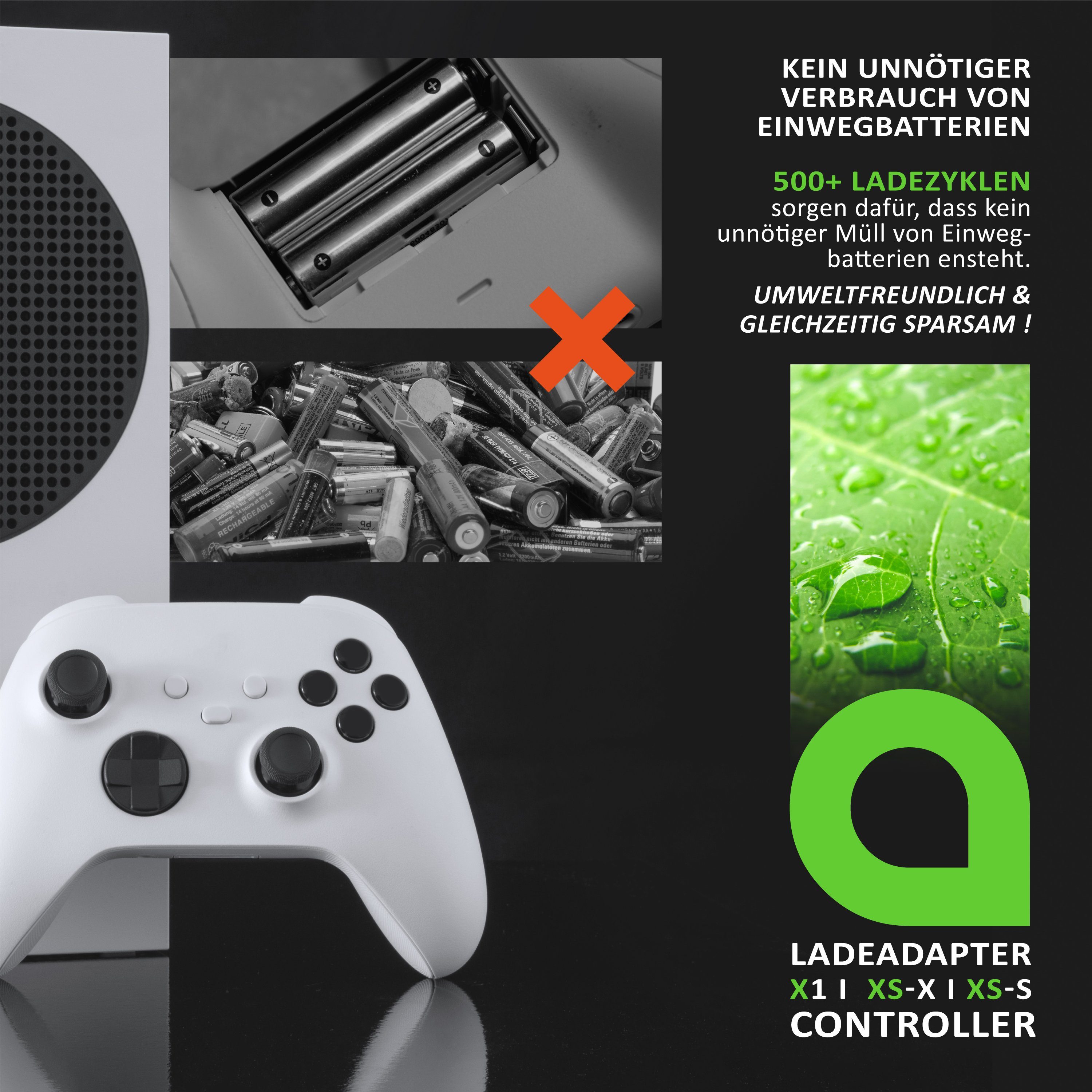 Akkus XBox 600) One x (Ladegerät Aplic Series Akku-Ladestation 2 Controller und für Gamepad,