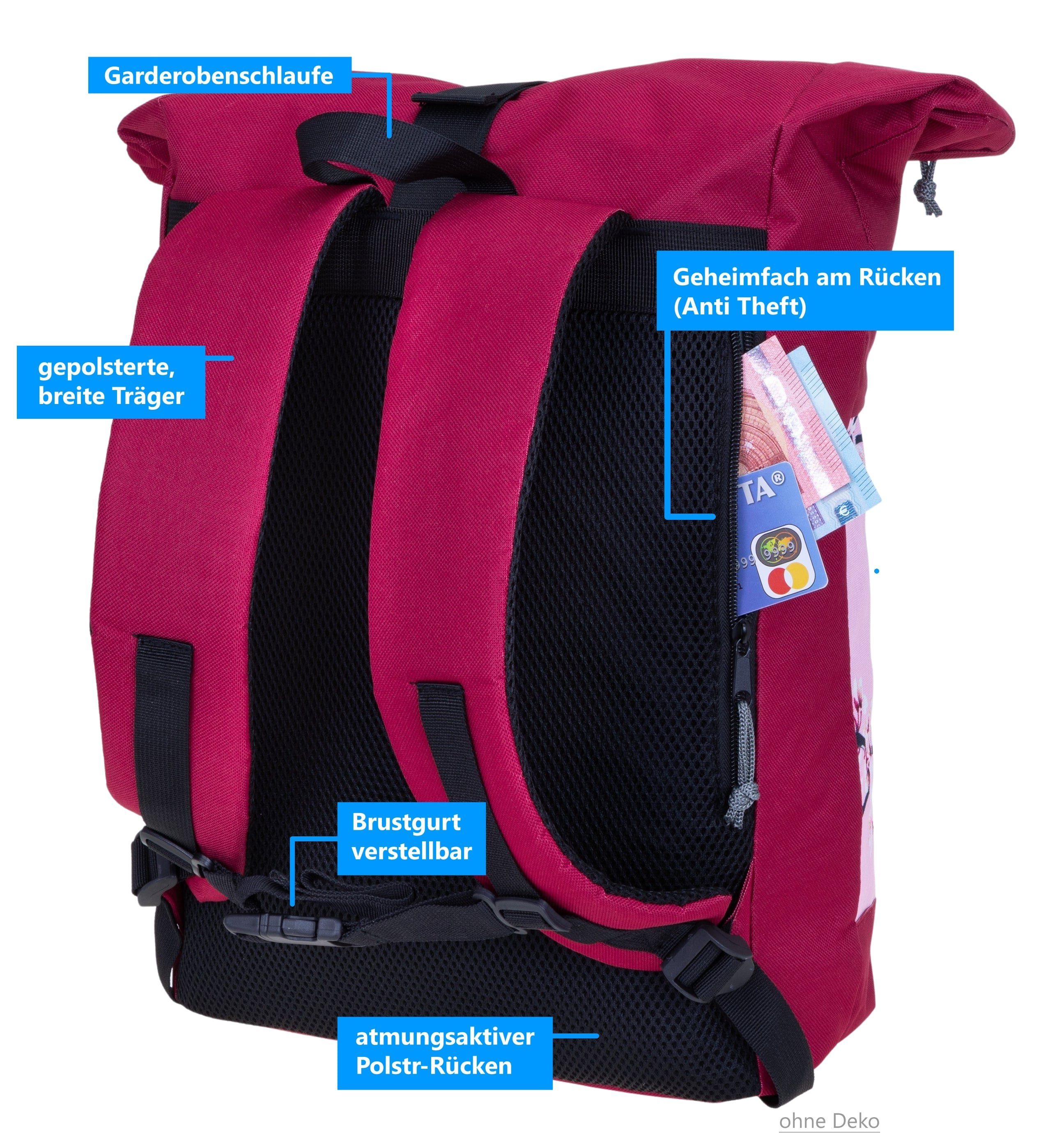 ELEPHANT Rucksack Damen Freizeitrucksack A4 groß 13038, Laptop Tasche Travel Geheimfach Daypack large + Trinkflasche