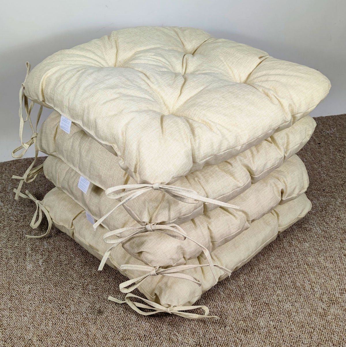 Rattani Stuhlkissen 4x Stuhlkissen / Sitzkissen Klara 42x42 cm Colore beige