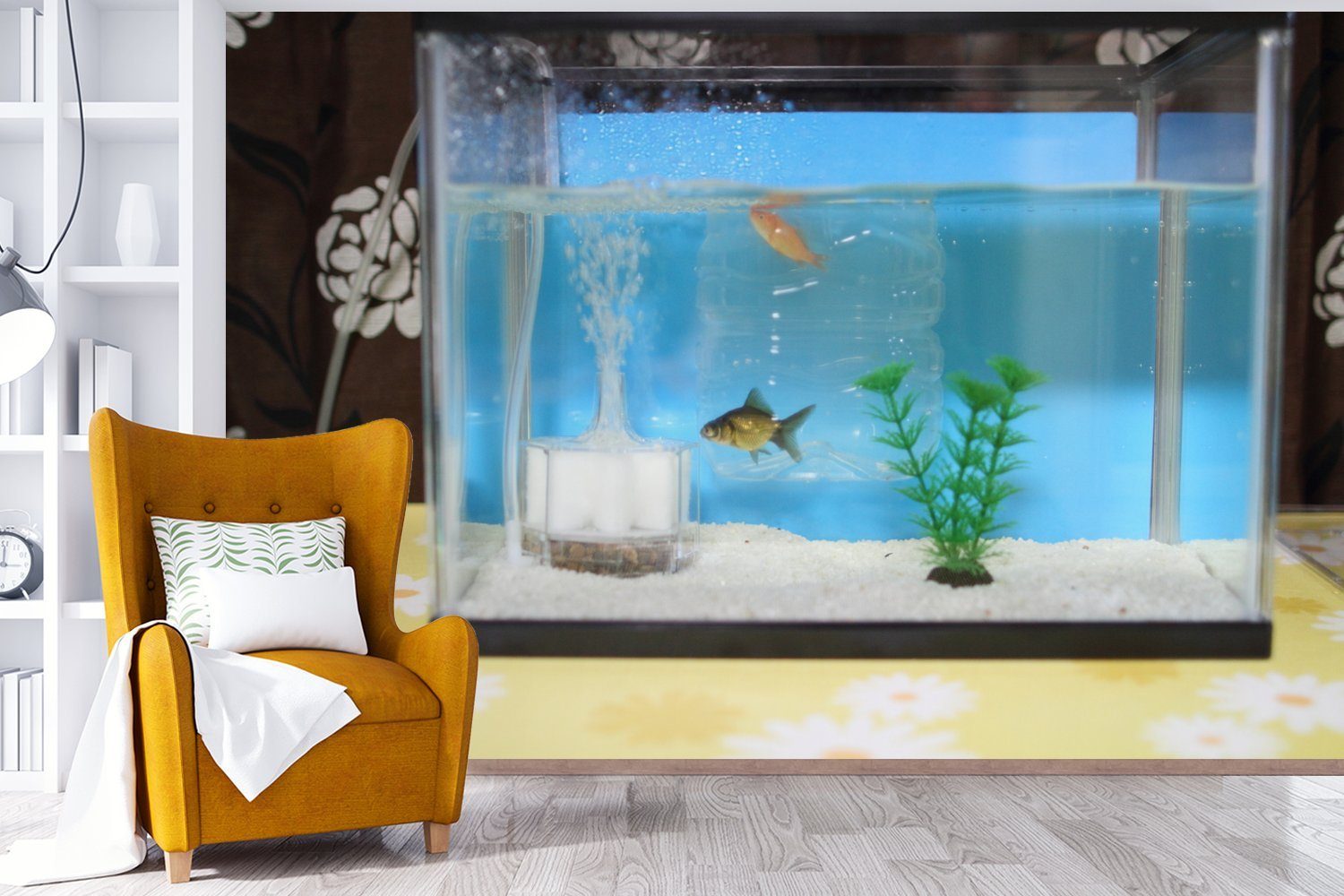 St), bedruckt, Fische Matt, (6 Aquarium, Kinderzimmer, Tapete in Schlafzimmer, für MuchoWow Zwei Wallpaper einem Wohnzimmer, Vinyl Fototapete
