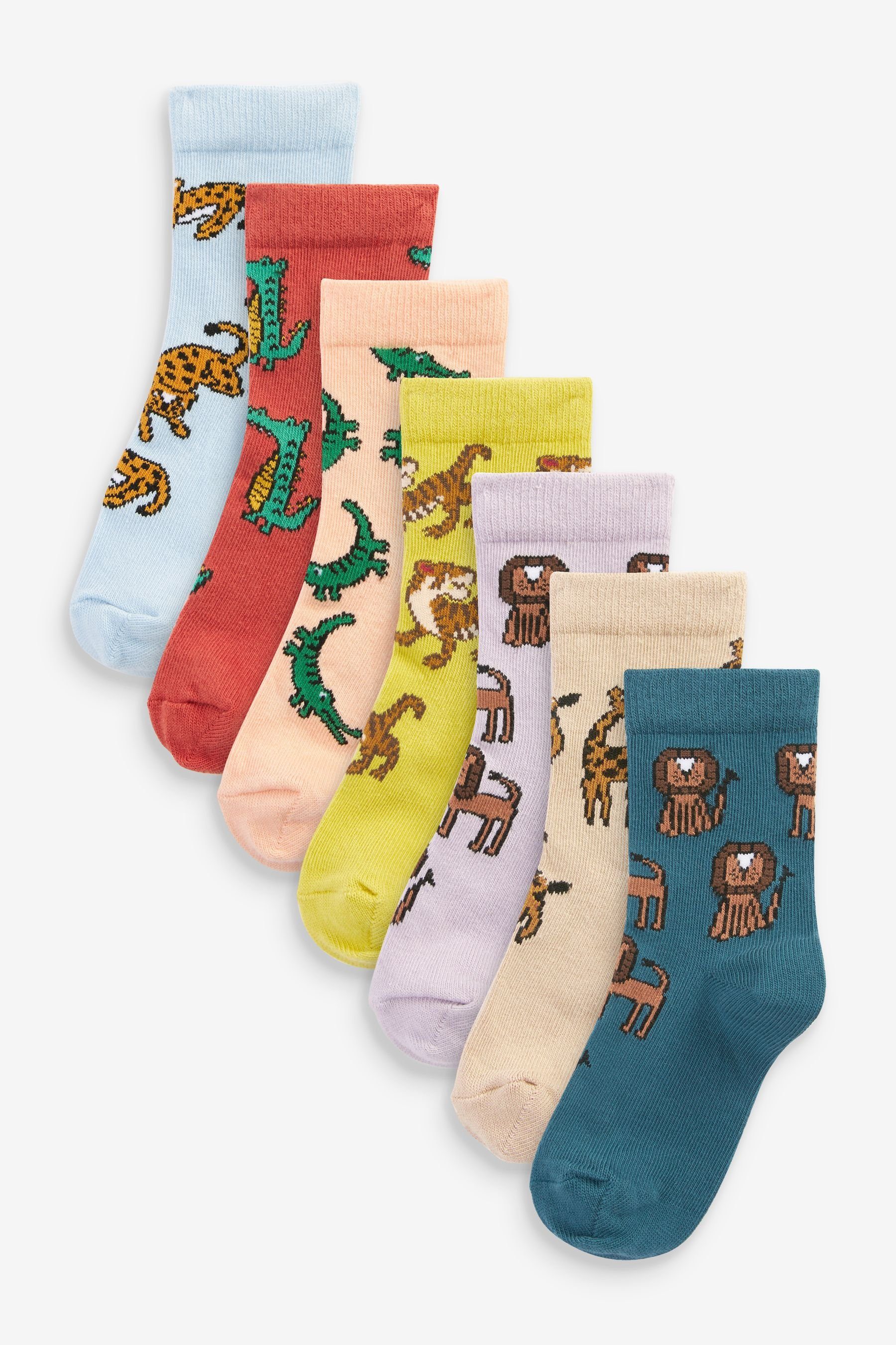 Next Kurzsocken Socken mit hohem Bambusanteil, 7er-Pack (1-Paar) Blue/Orange/Green Animals | Kurzsocken