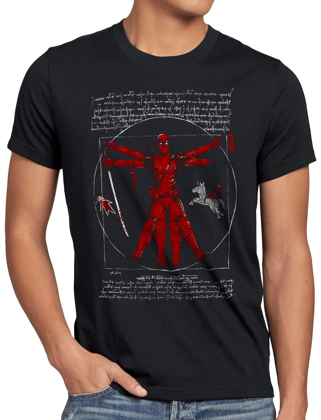 comic style3 Herren Vitruvianischer da Print-Shirt mensch vinci T-Shirt Mercenary