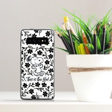 DeinDesign Handyhülle Peanuts Blumen Snoopy Snoopy Black and White This Is The Life, Samsung Galaxy S10 Plus Silikon Hülle Bumper Case Handy Schutzhülle