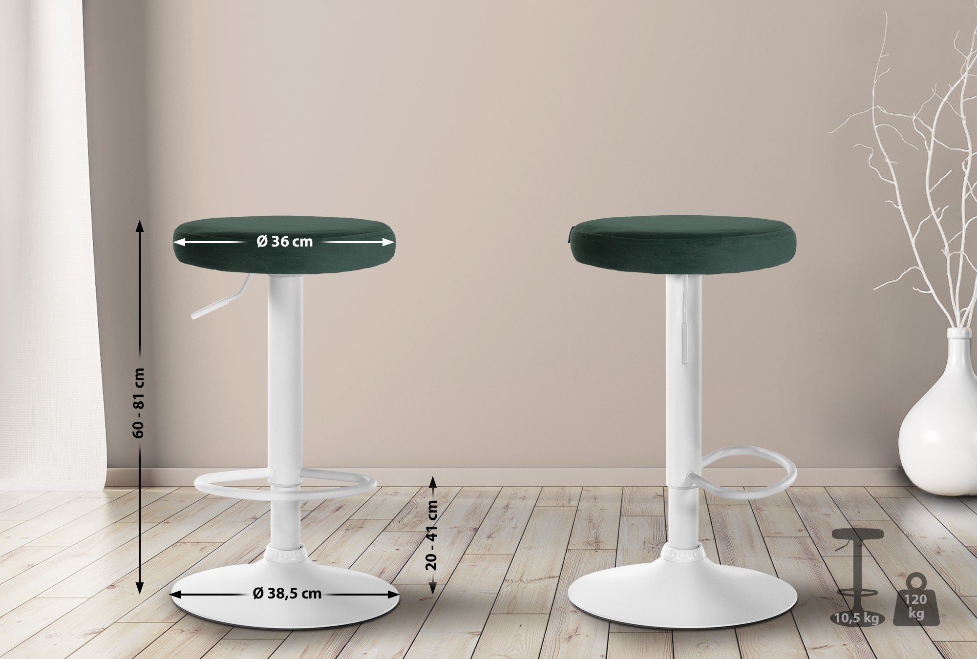 CLP Barhocker Ponte Samt (2er Set, günstig online kaufen