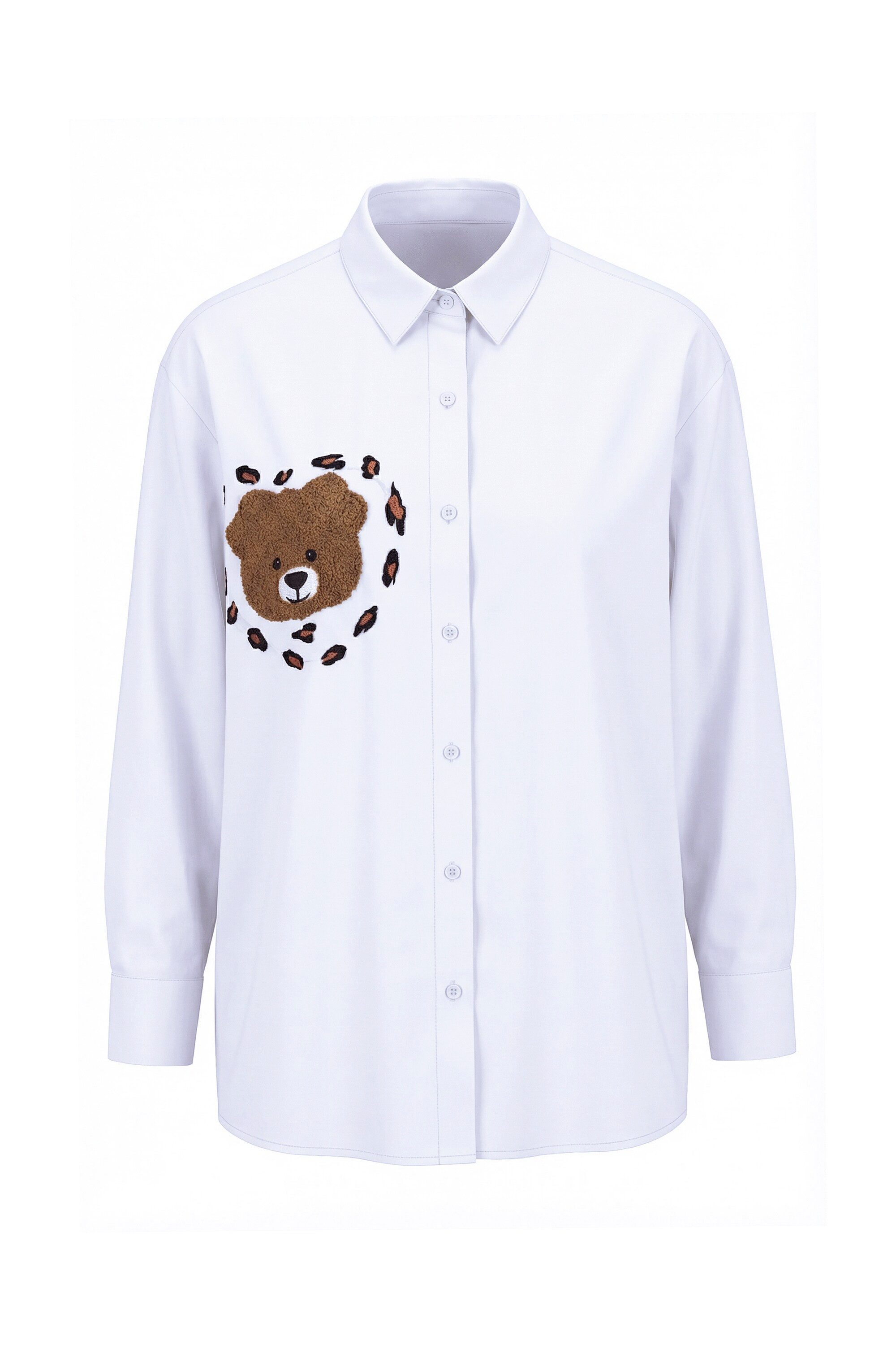 Angel of Style Longbluse Bluse oversized Bärchen-Applikation Langarm günstig online kaufen