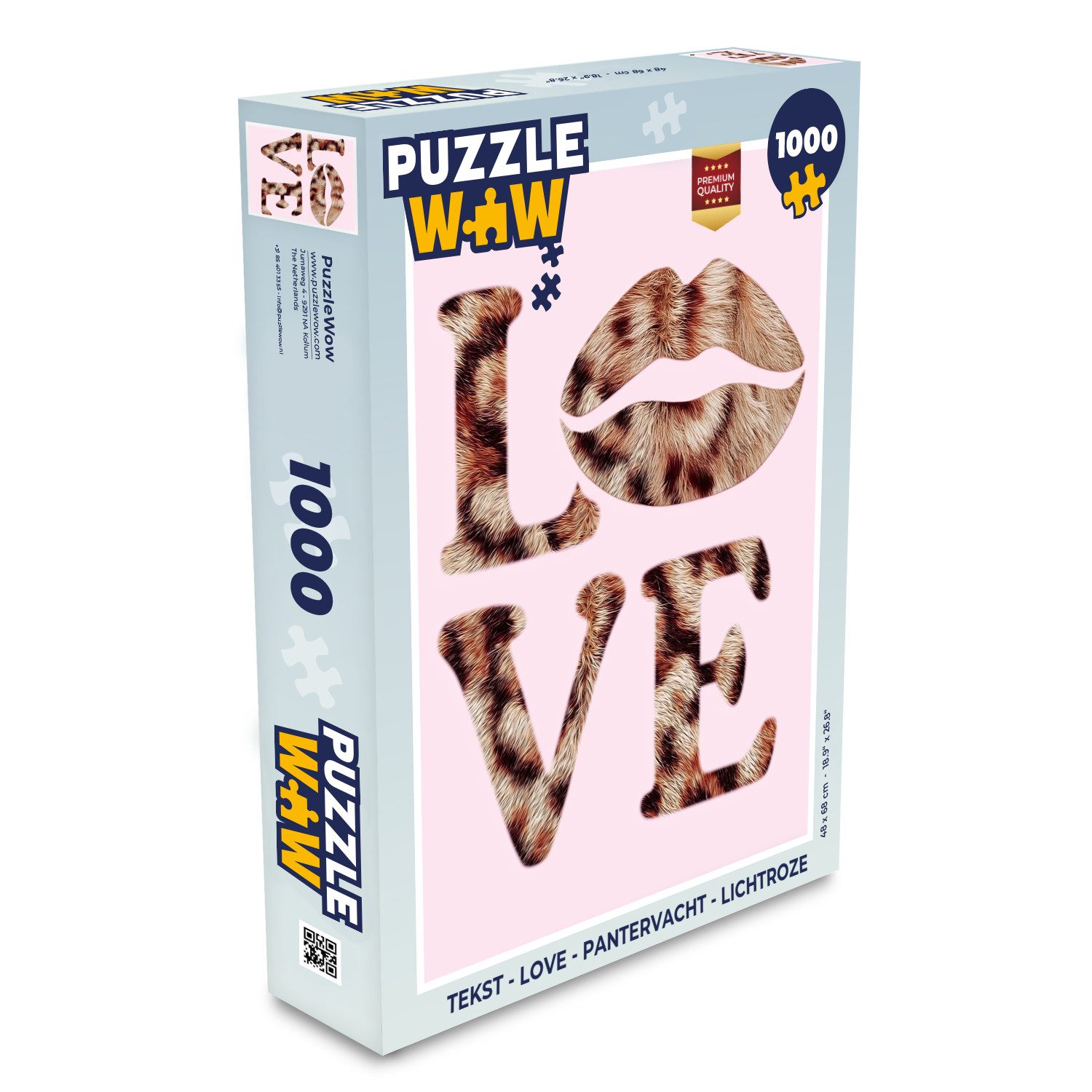 MuchoWow Puzzle Text - Liebe - Panthermantel - Hellrosa, 1000 Puzzleteile, Foto-Puzzle, Bilderrätsel, Puzzlespiele, Klassisch