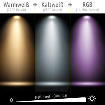 linovum LED Einbaustrahler 4x WEEVO smarter LED Einbauspot flach rund IP44 mit Alexa Google Home, LED-Leuchtmittel fest verbaut