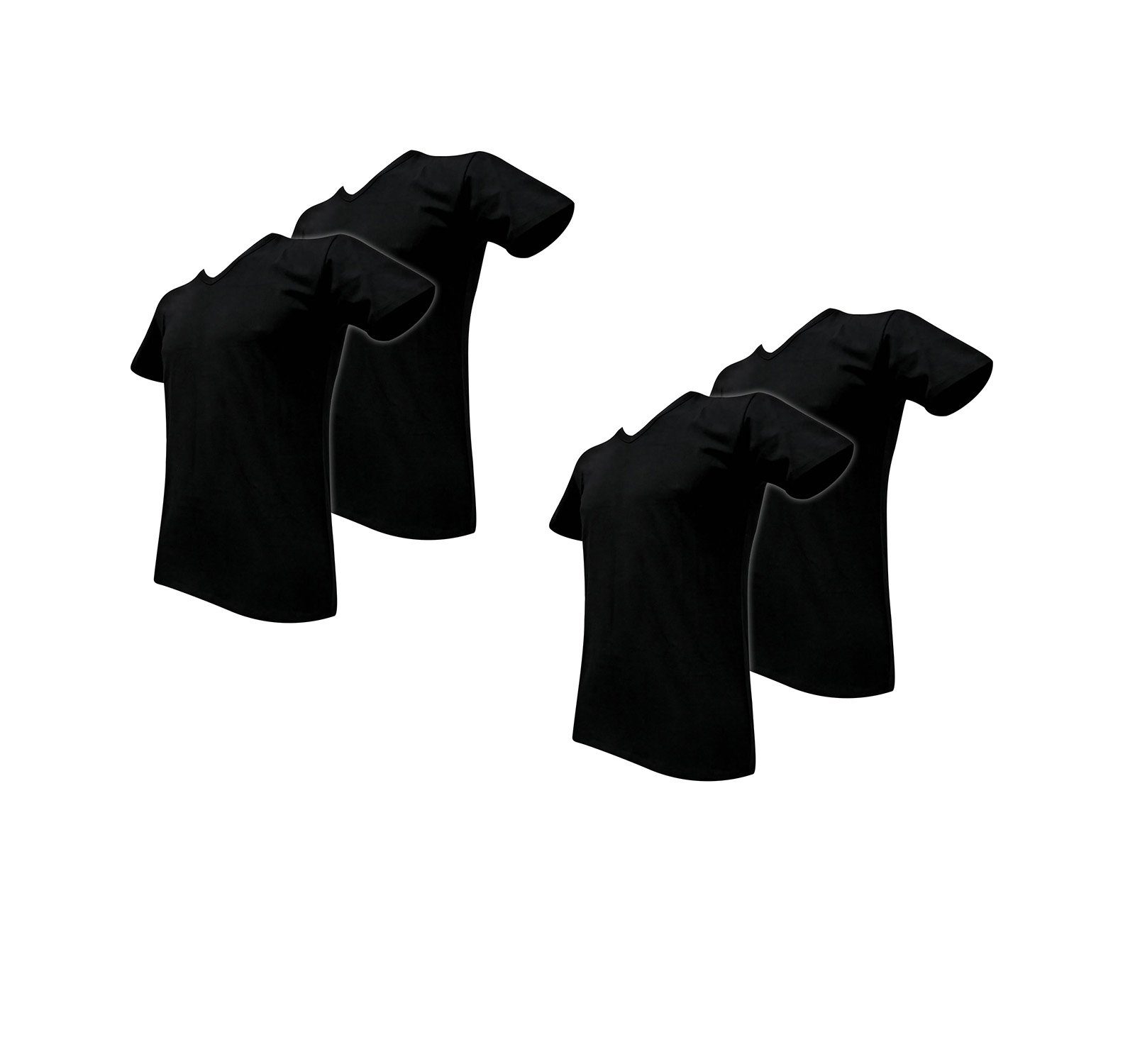 4 T-Shirt Preis (4-er Shirt Super schwarz 4er-Pack, Herren Packung, Stück Soft Sparpack, ein 4er ein V-NECK Pack Preis) Stück Sympatico 4