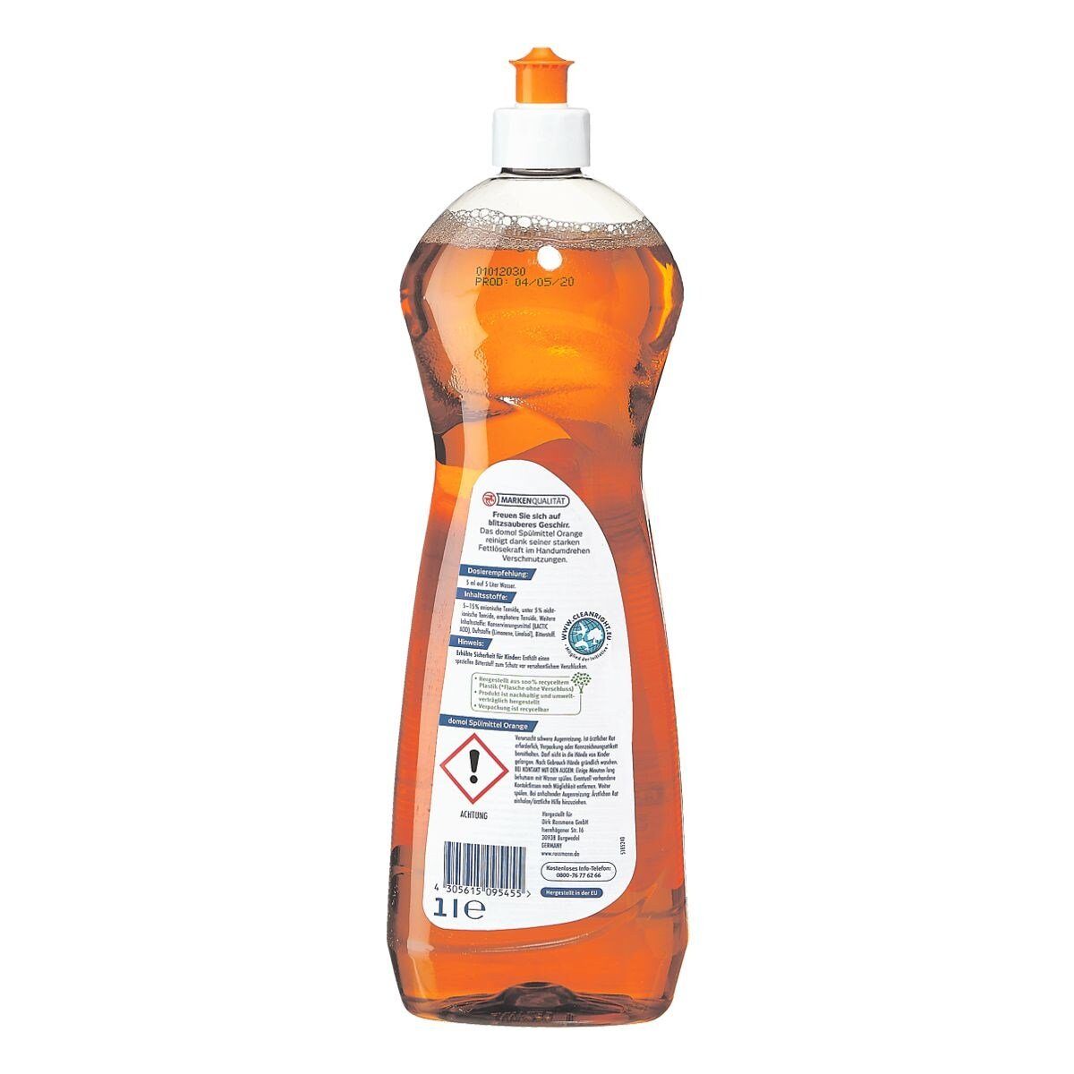 Orange (1 starke Domol Geschirrspülmittel Fettlösekraft) Liter,