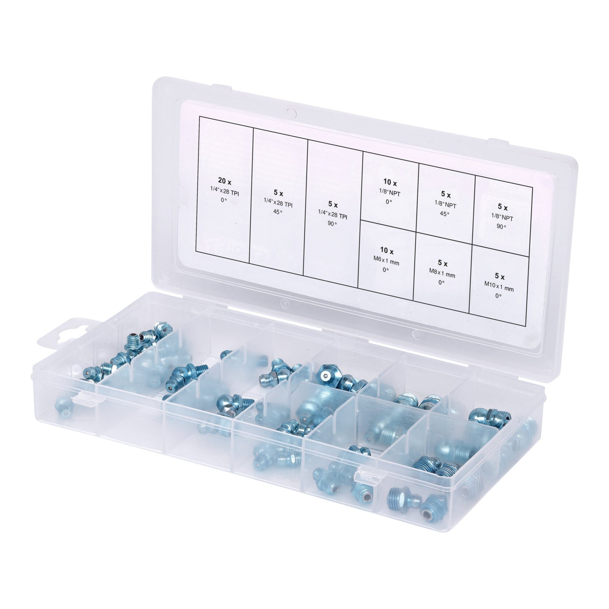 KS Tools Gewindenippel KS Tools Sortiment Schmiernippel, metrisch& Zoll, 70-teilig