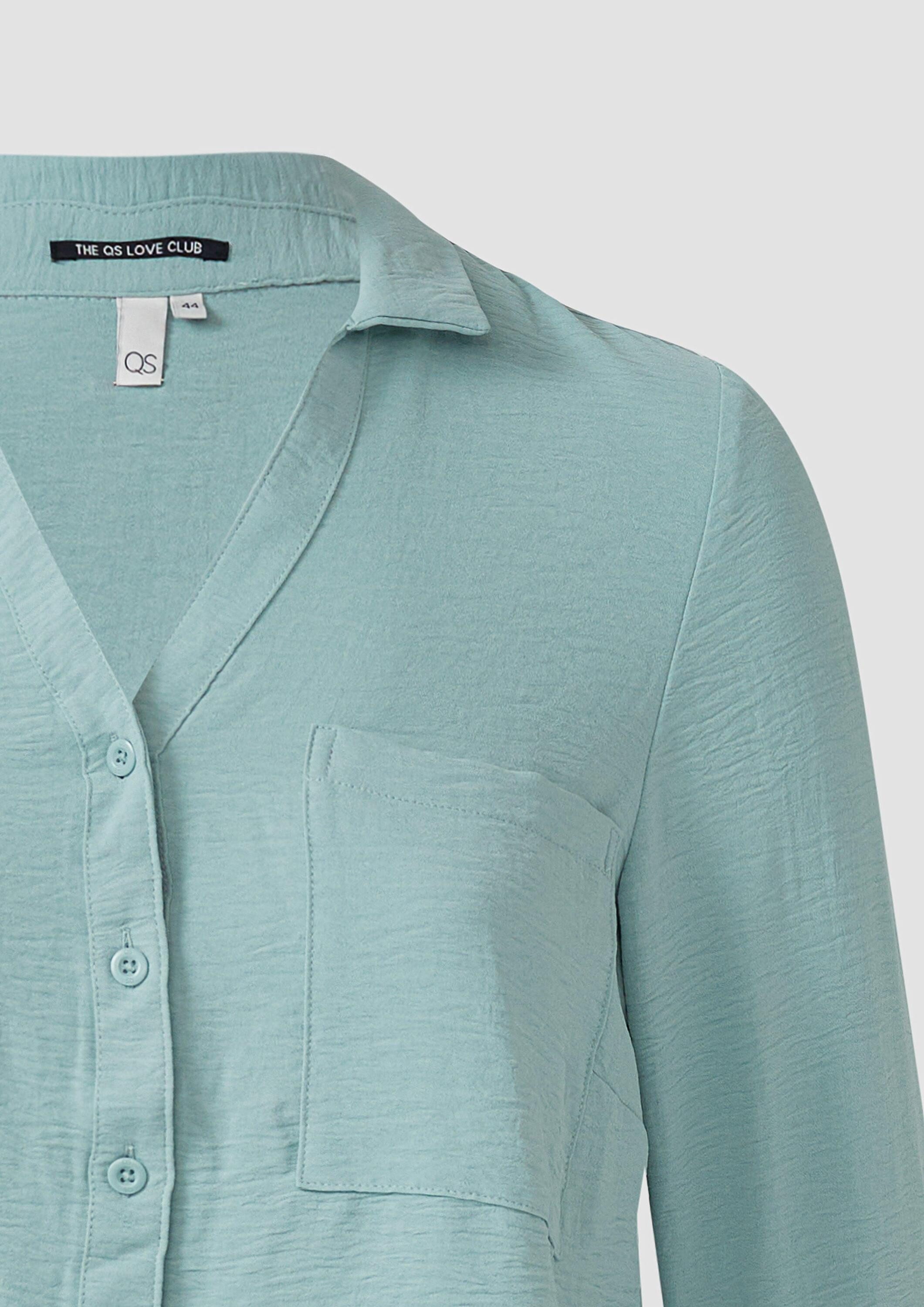 QS Langarmbluse Bluse Crêpebluse mit Turn-up-Ärmel