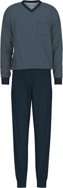 CALIDA Pyjama Relax Streamline (Packung, 2 tlg) Longsleeve mit V-Neck und Bündchen