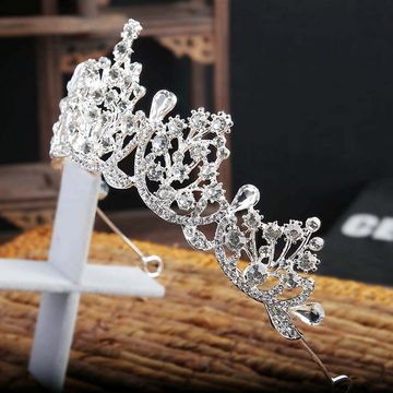 FIDDY Diadem Kristall Kronen-Tiara,Geburtstag Haarschmuck,Kristall Prinzessin Tiara (1-tlg), Geeignet für Braut, Tiara, Hochzeit, Abschlussball, Party, Geburtstag