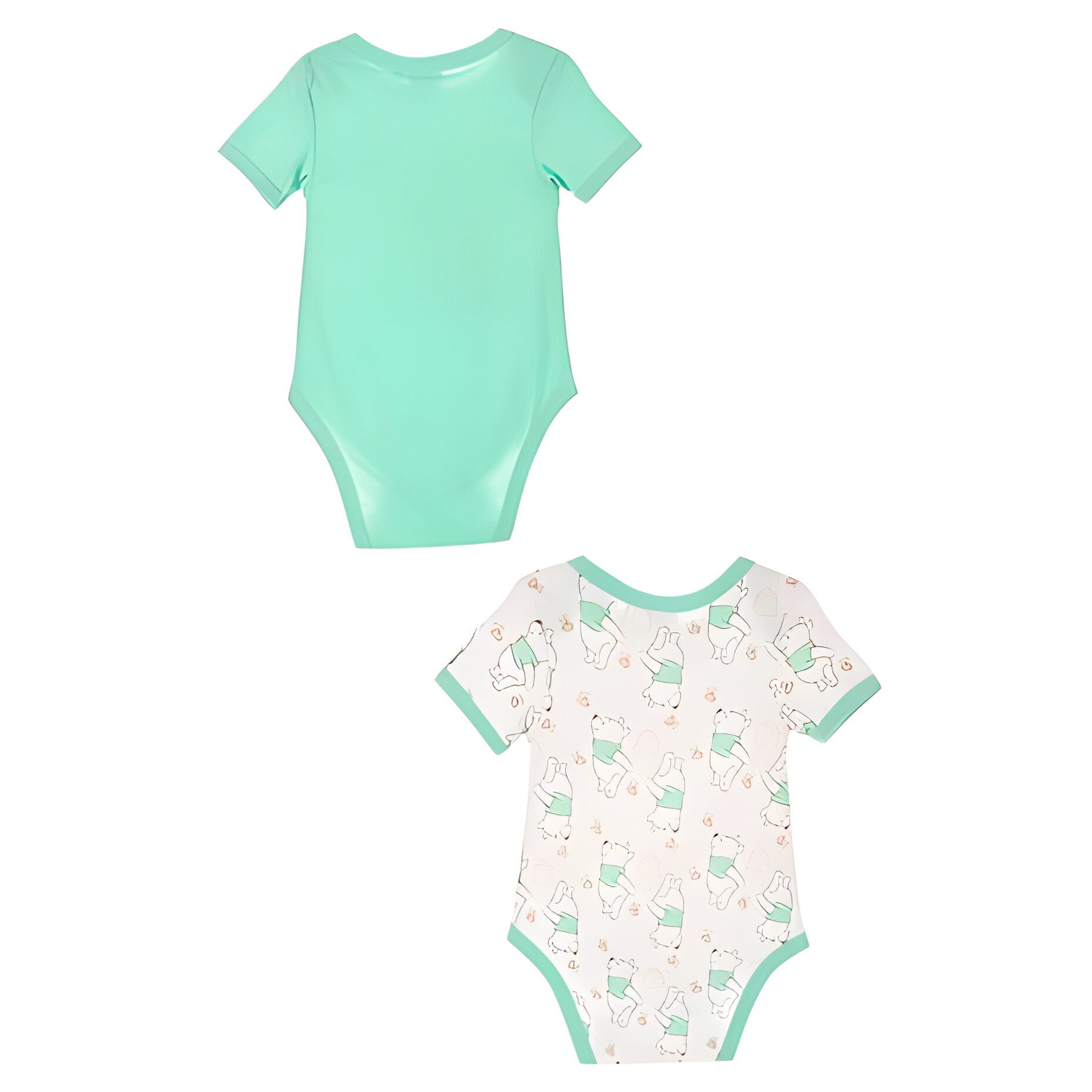 Disney Kurzarmbody Disney Winnie der Pooh Baby 2er Set kurzarm Body Strampler Gr. 68 bis 86, 100% Baumwolle
