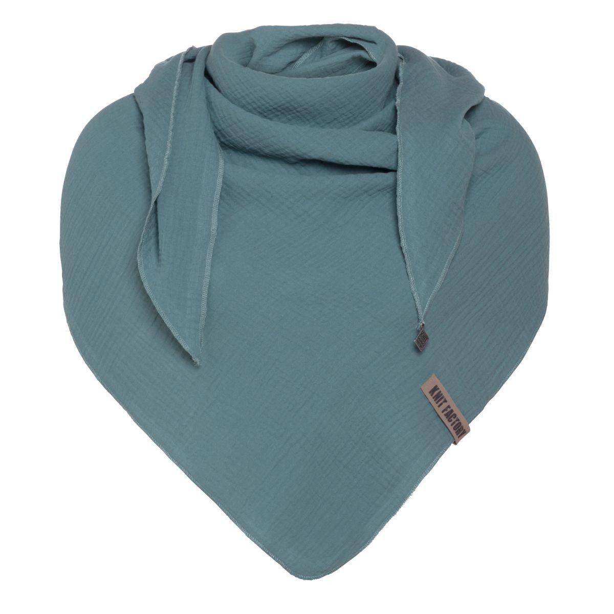 Knit Factory Schal Liv Dreiecksschals 190x85 cm Glatt Stonegreen, (1-St), Schal Strickschal Umhängetuch Tuch Strickware