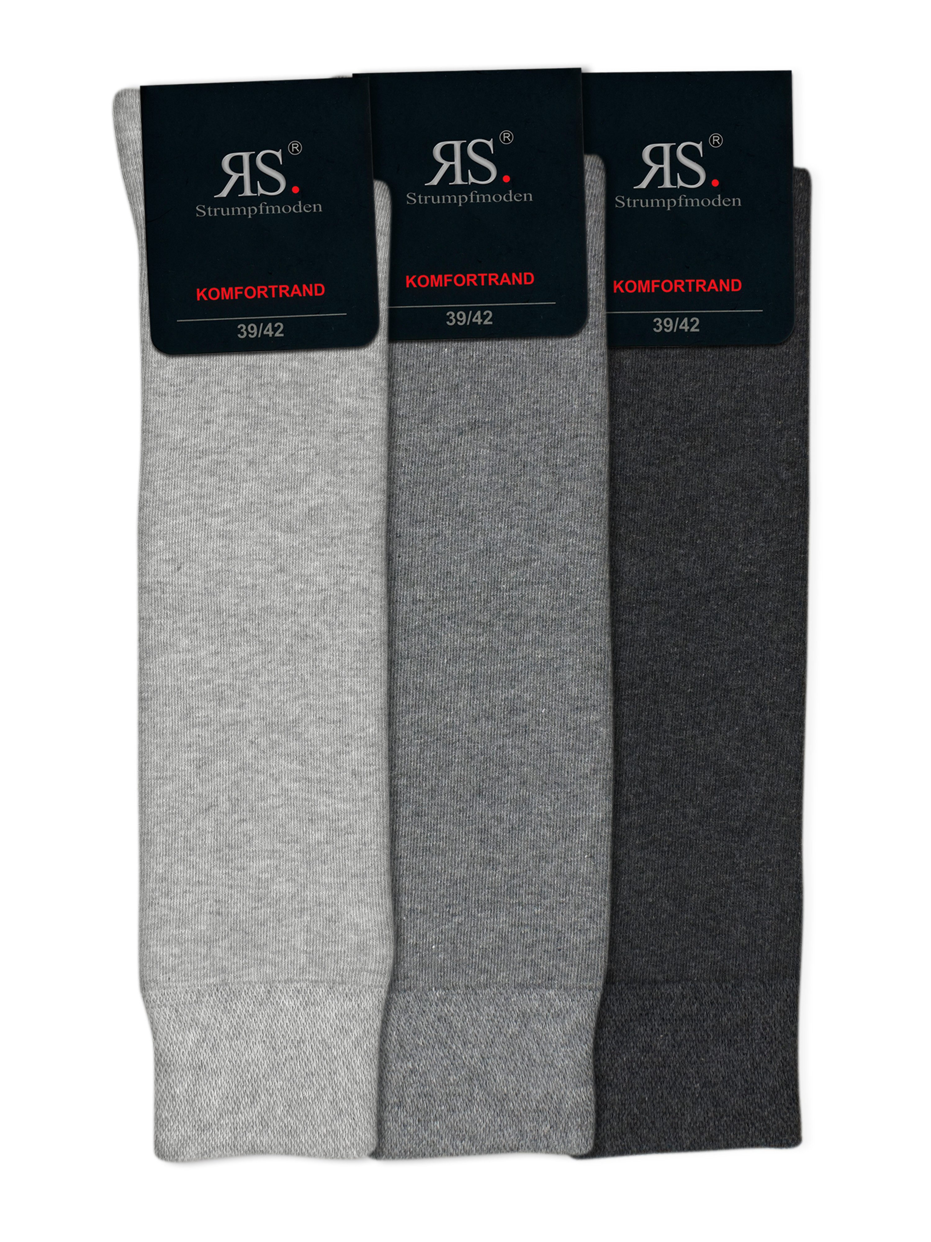 Die Sockenbude Kniestrümpfe RS-Strumpf SILBER (Bund, 6-Paar, Grautöne) Komfortrand