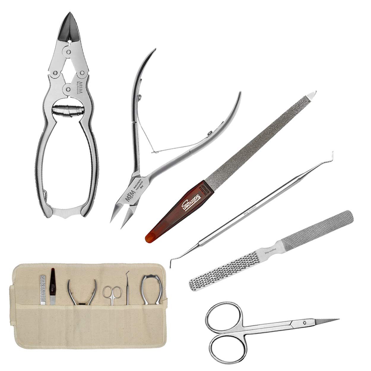 Maniküre-Etui Profi Maniküre & Pediküre Set 6-tlg. – Edelstahl Nagelzange für dicke