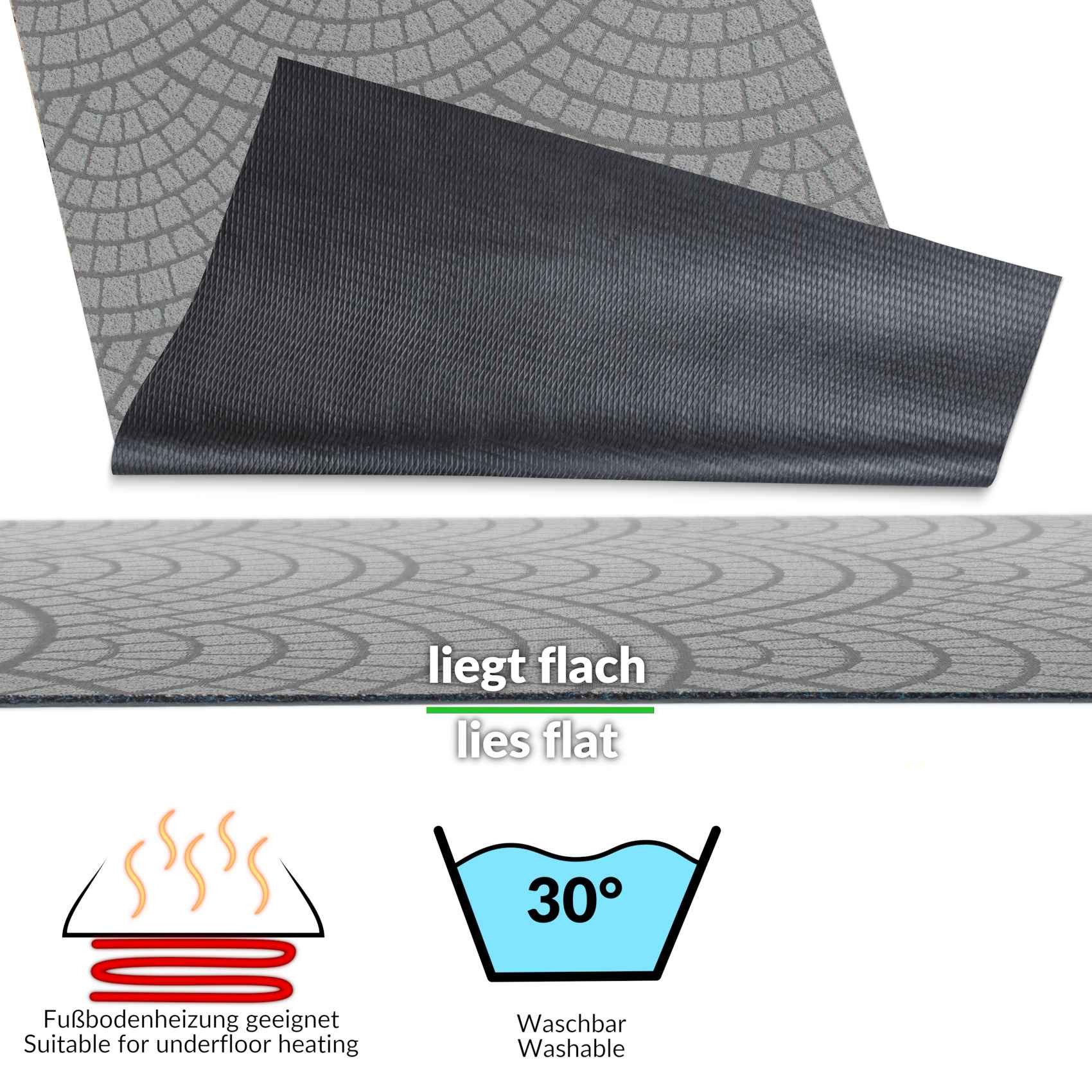 ANRO Küchenläufer Teppichläufer DAVIS Velours Läufer, Eckig, Höhe: 3 mm, Velour – Bild 3 von 5