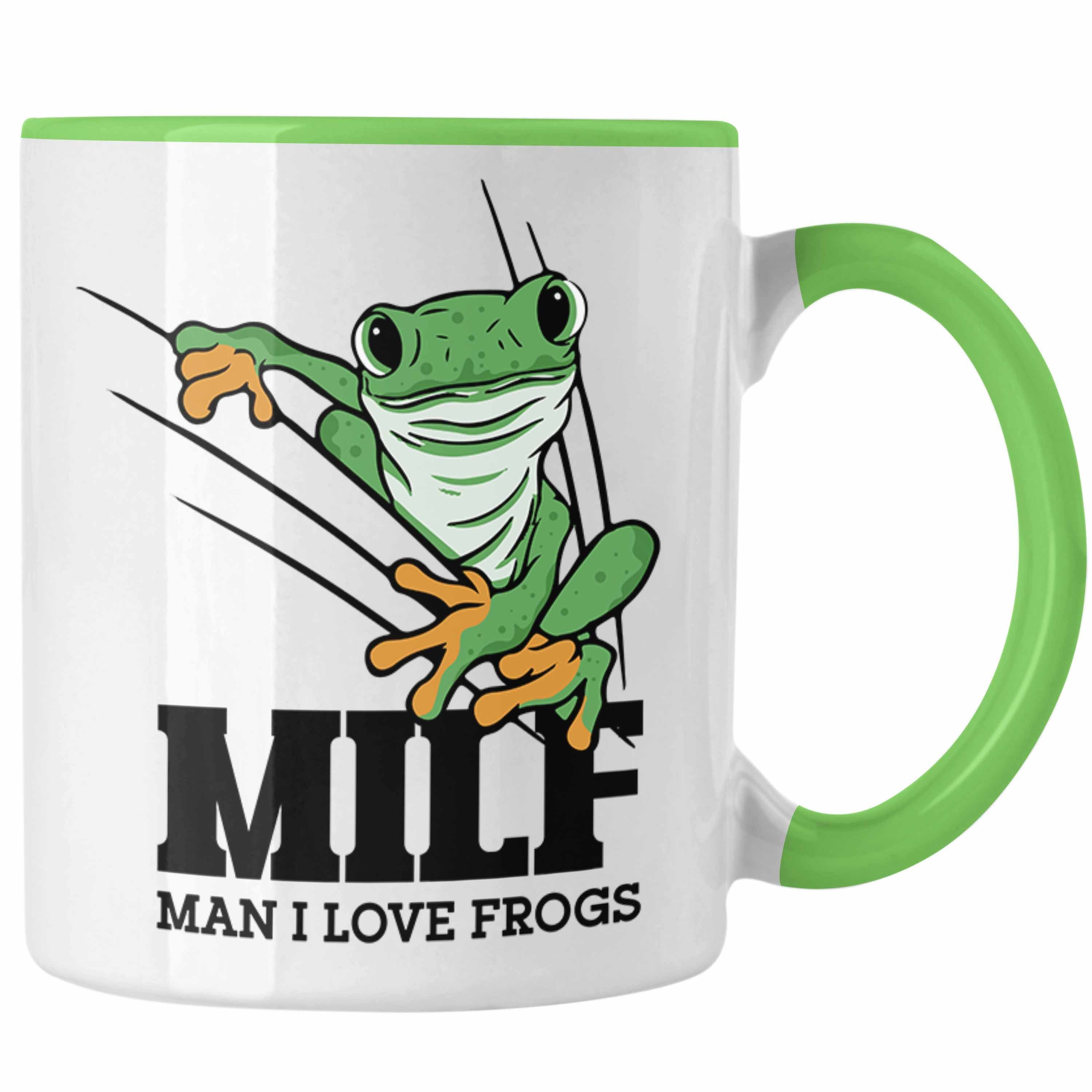 Trendation Tasse Lustige Frosch Man Tasse Grün für L I MILF Froschliebhaber Geschenk Lustig