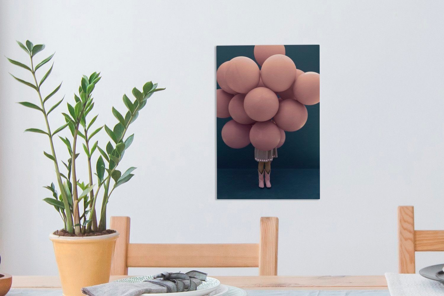 OneMillionCanvasses® Leinwandbild Mädchen Luftballons, (1 20x30 inkl. großen Leinwandbild bespannt mit Zackenaufhänger, Gemälde, cm St), fertig