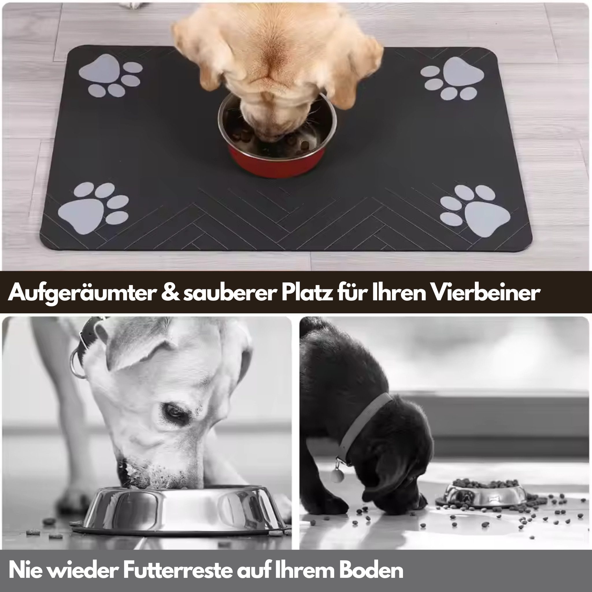 HS.SUPPLY Napfunterlage Hochwertige Hundematte aus Silikon Futternapf Unterlage Futtermatte, Schmutzabweisend & leicht zu reinigen, weiches soft Material – Bild 3 von 5