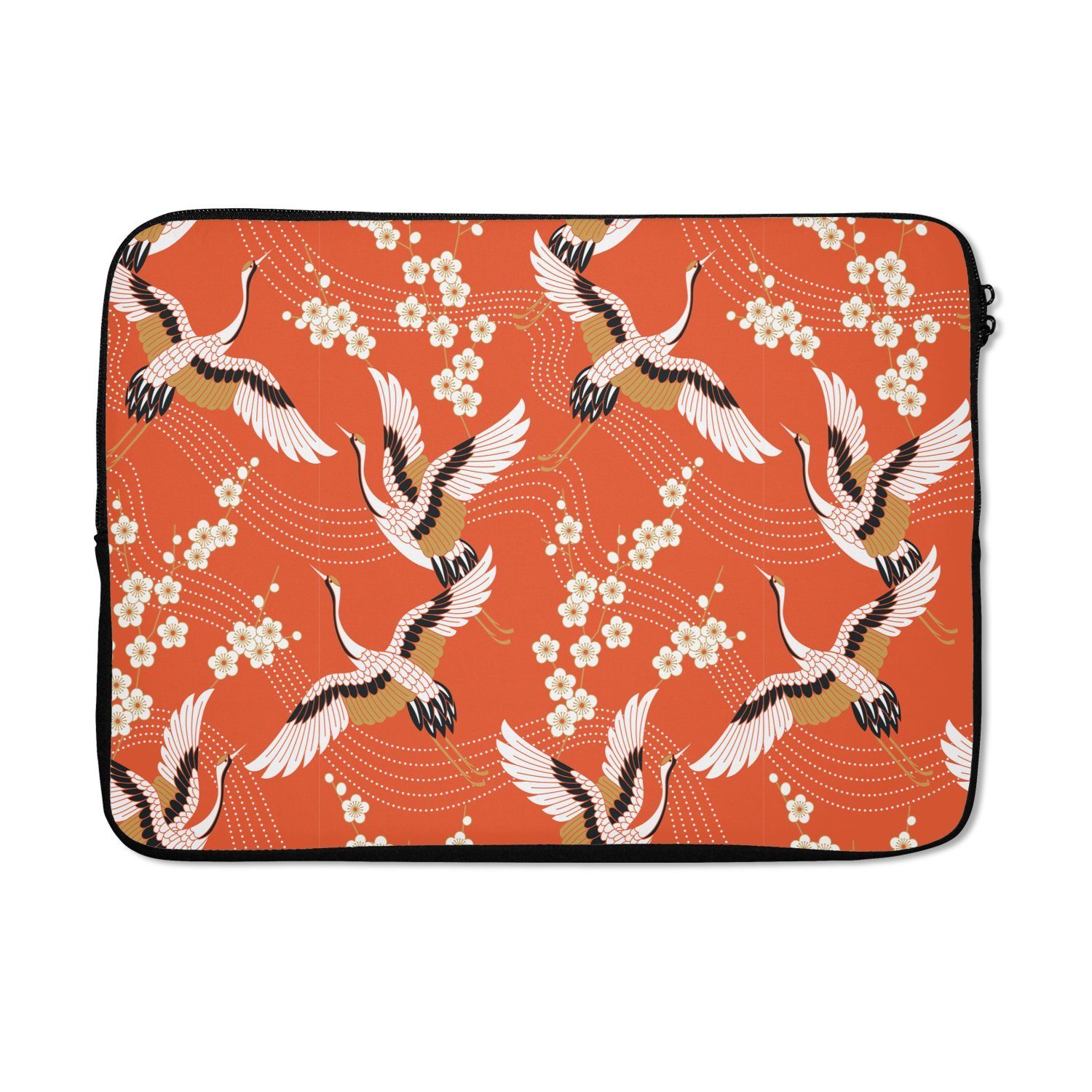 MuchoWow Laptop-Hülle Kranich - Sakura - Muster - Japanisch 13.3 Zoll, Laptopsleeve, weiches Innenfutter zum Schutz Kratzern, Laptoptasche