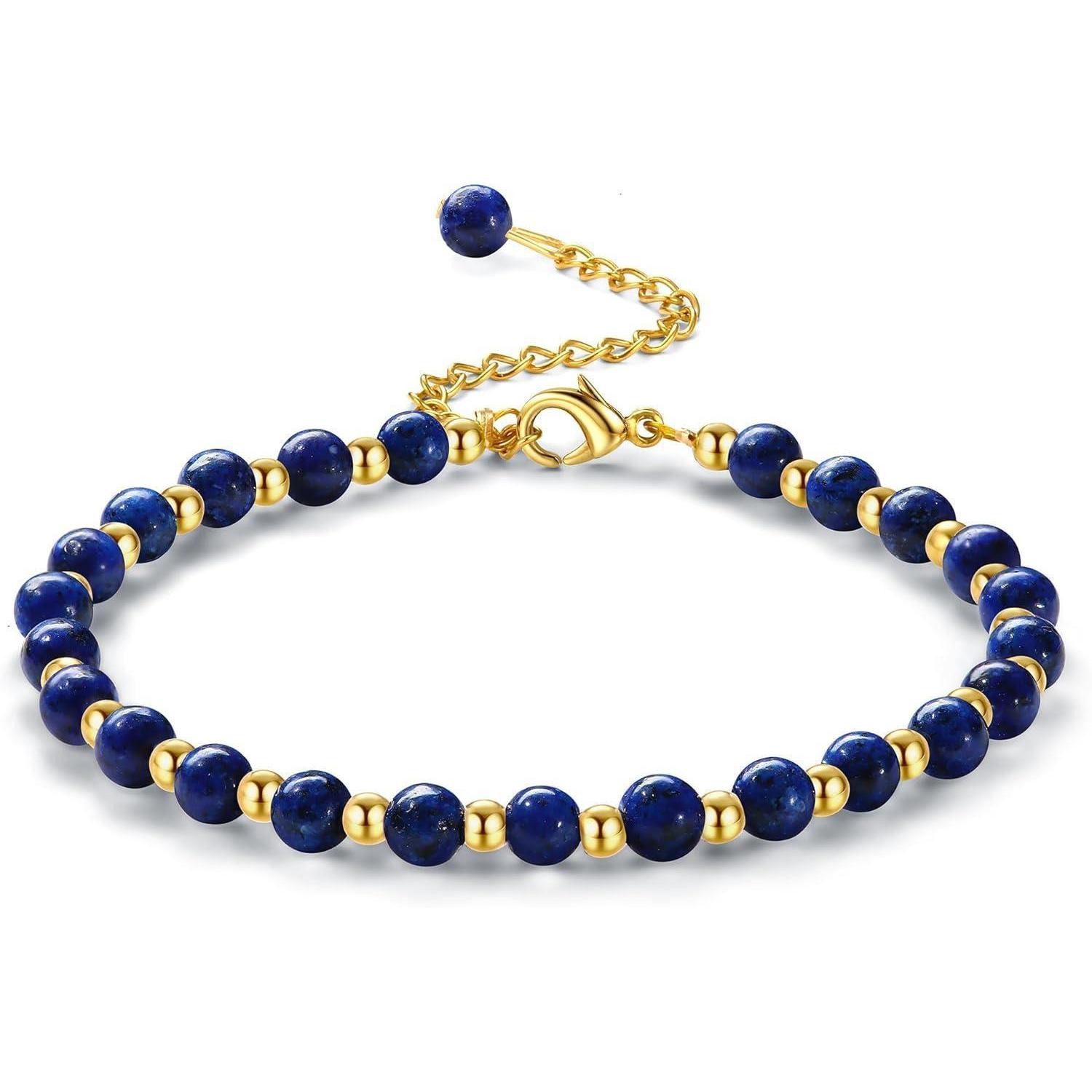 LuxusKollektion Perlenarmband Perlenarmband Damen Naturstein Edelstahl verstellbar Blau