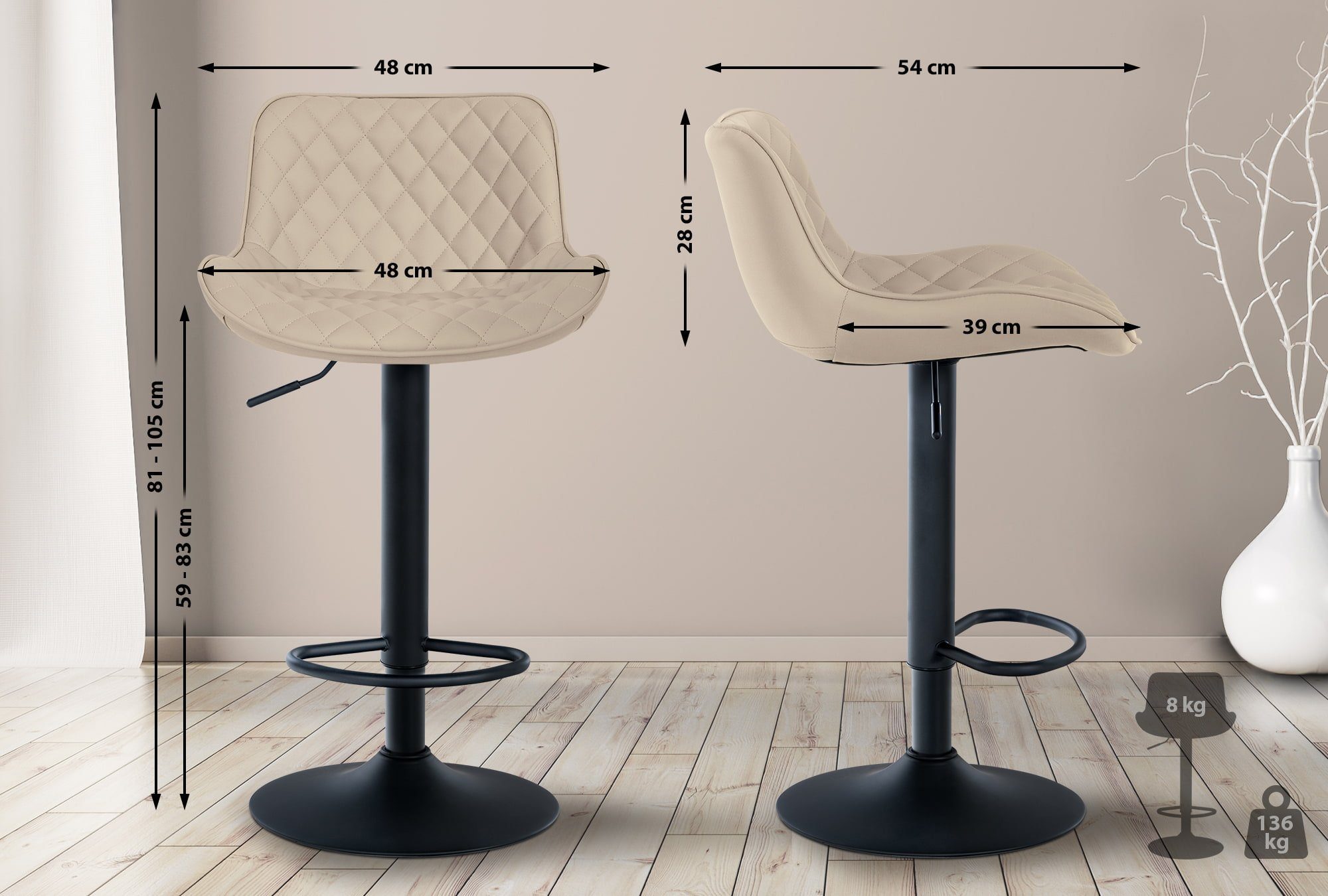 CLP Barhocker Minosa (2er Set, 2 St., 2er), um 360° drehbar und höhenverste günstig online kaufen