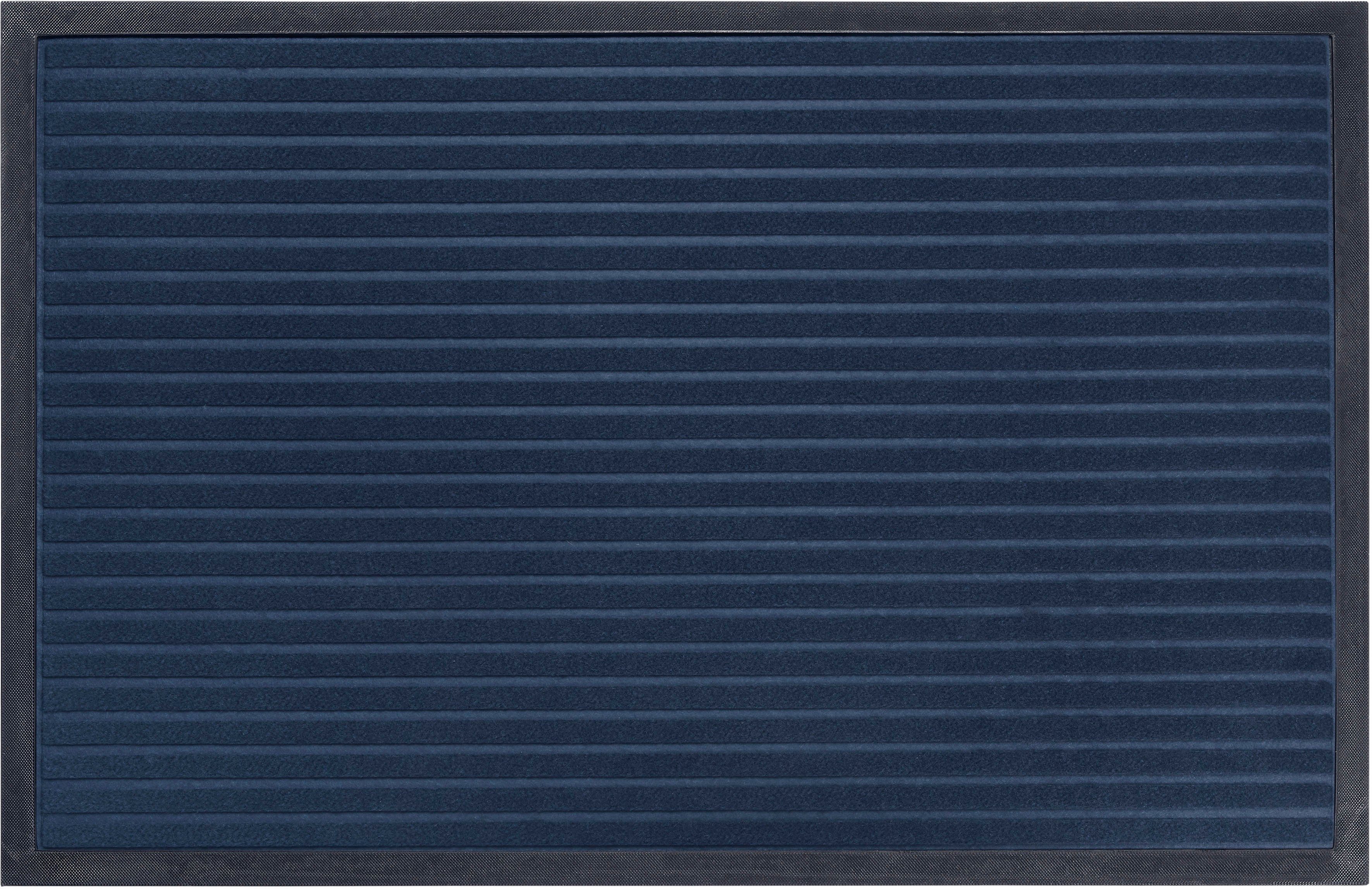 Fußmatte High Low Striped Mat, mm, Innen, Flur Höhe: Blau HANSE wetterfest, Außen, 5 Schmutzfangmatte, waschbar, rutschfest, rechteckig, Home