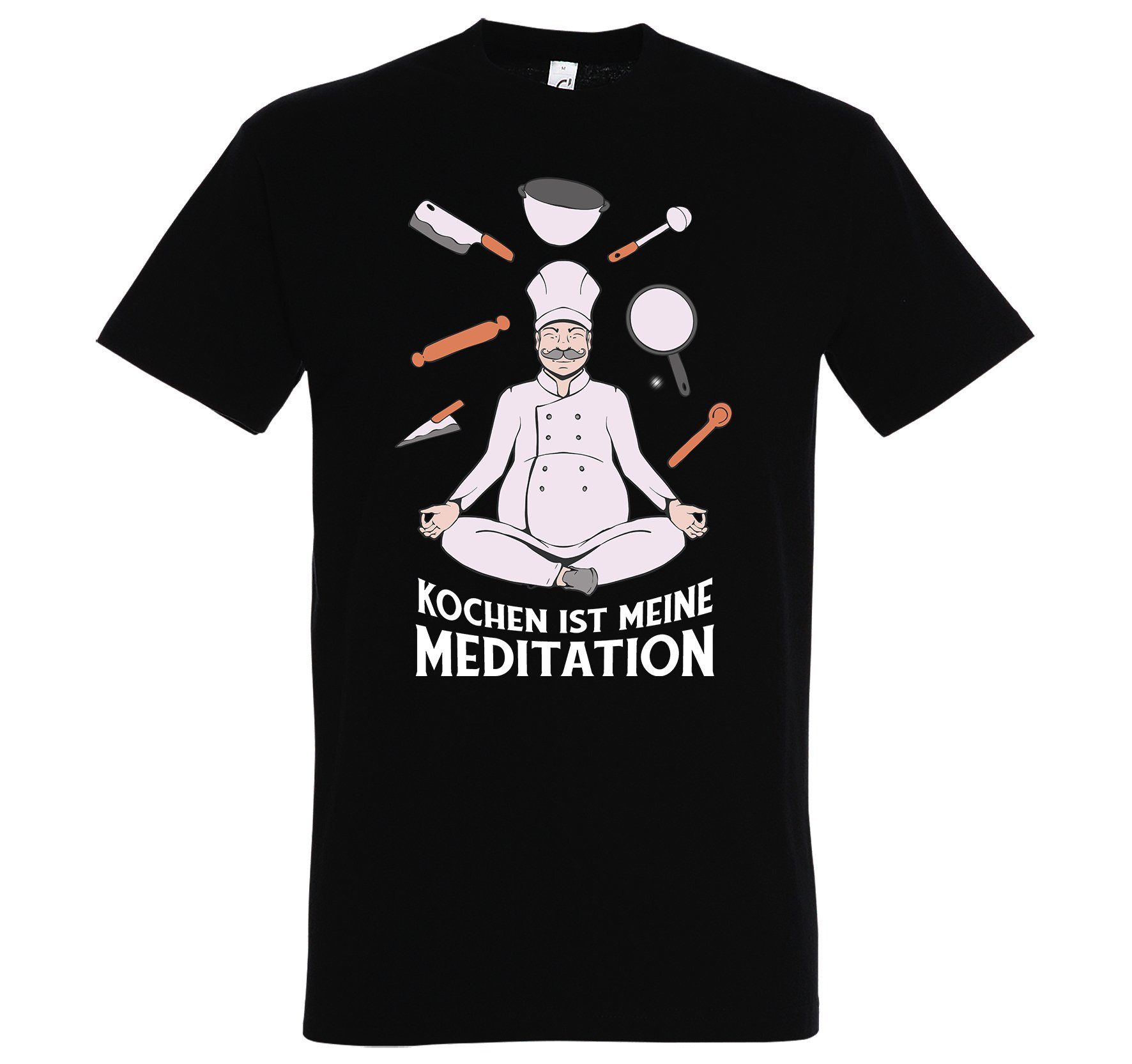 Youth Designz T-Shirt "Kochen Ist Meine Meditation" Herren T-Shirt mit lustigem Spruch Schwarz