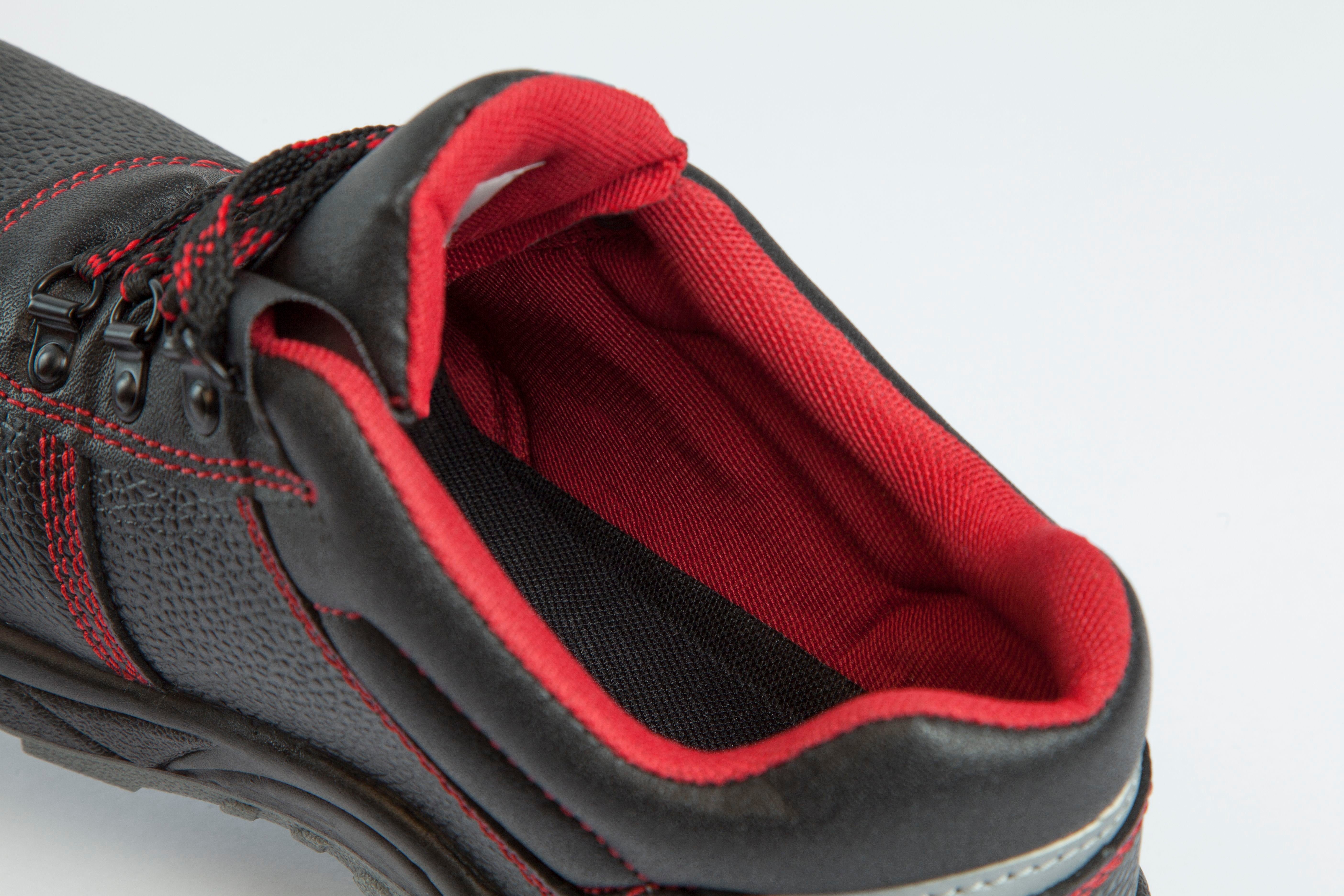 Qualitex Workwear S3-Arbeitsschuh aus echtem Leder Sicherheitsschuh Schnürstiefel -Fusschutz rutschfest mit Stahlkappe – Bild 4 von 5