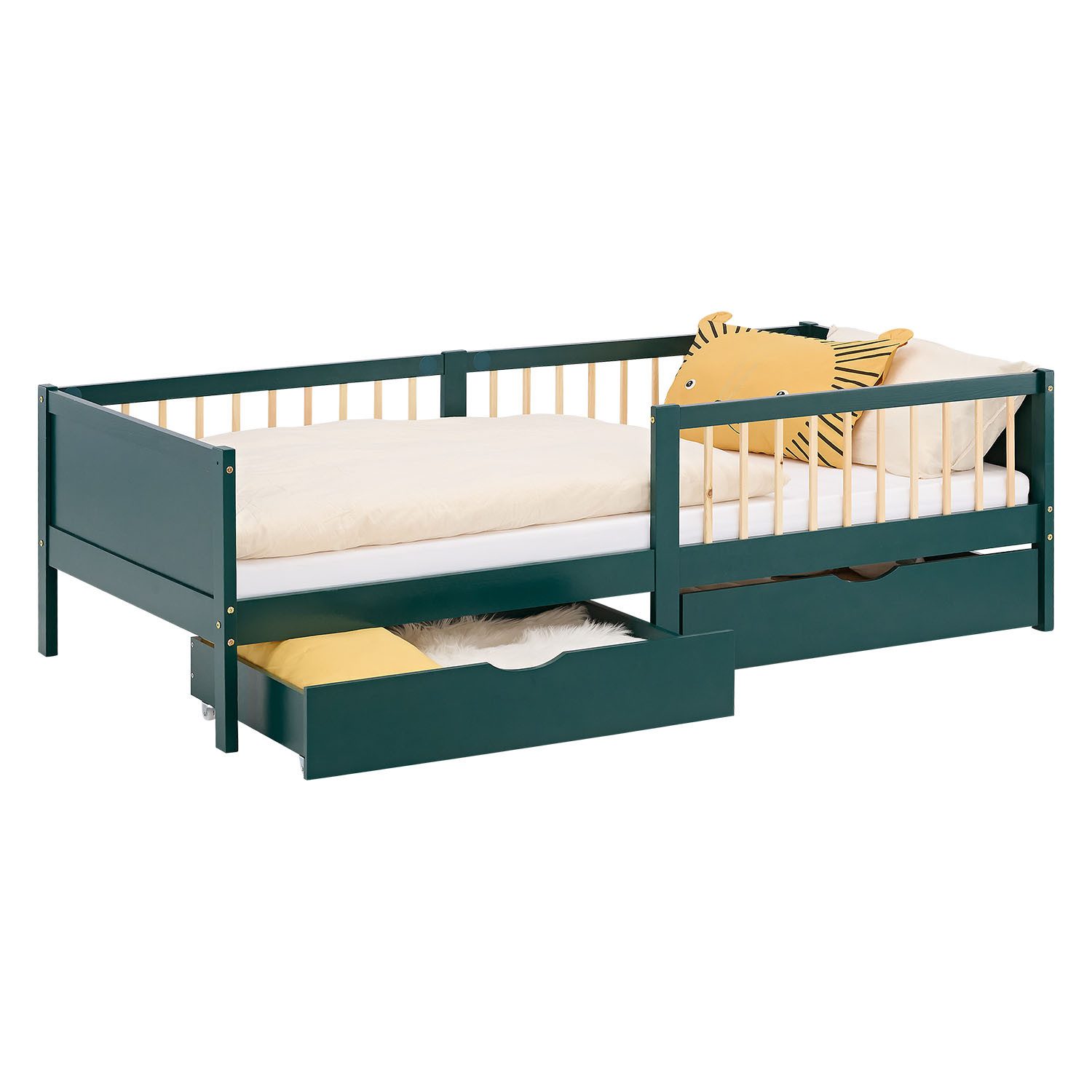 Homestyle4u Holzbett 90x200 Kinderbett 2 Bettkästen günstig online kaufen
