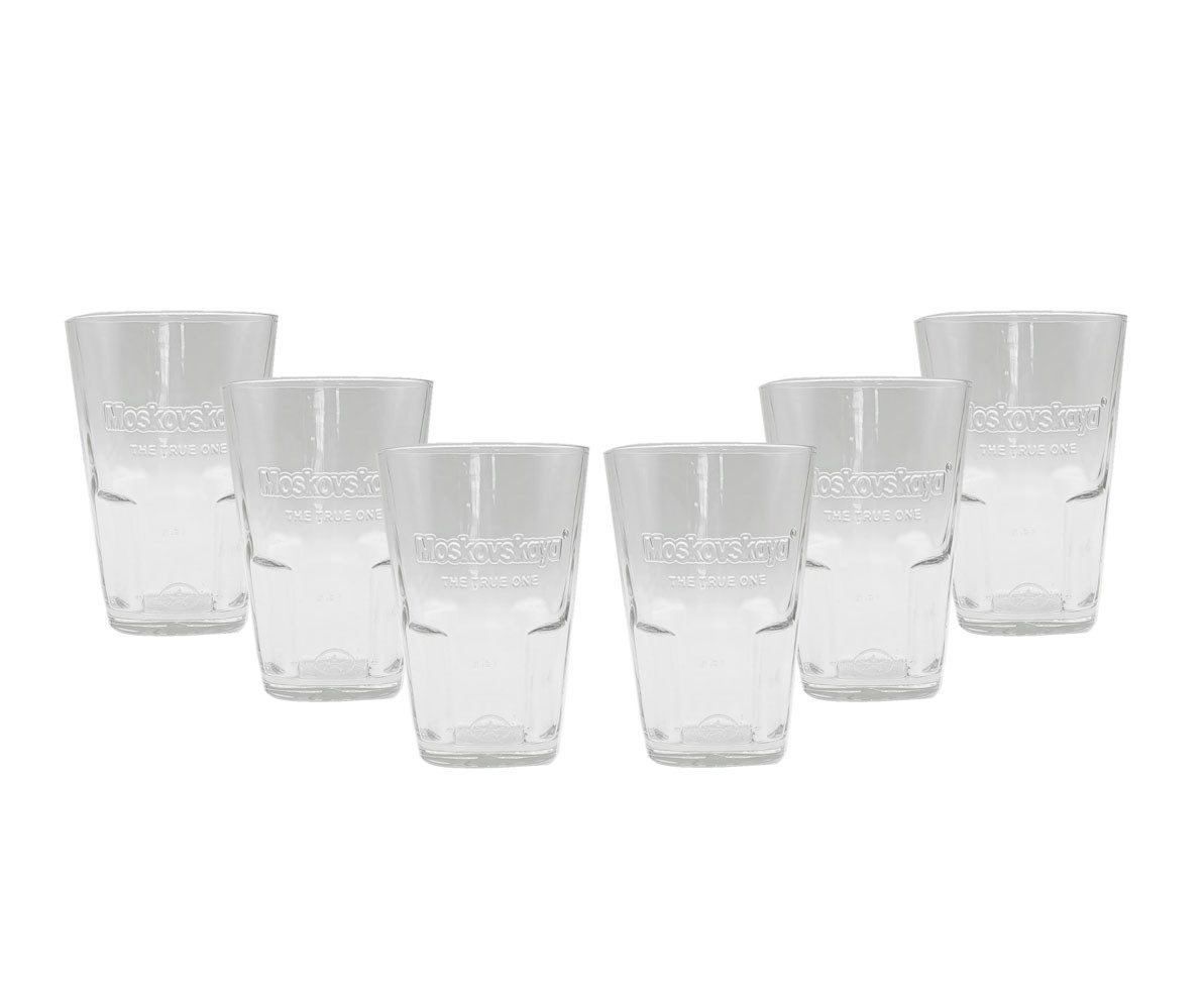Gläser-Set Moskovskaya Vodka Wodka 6er Set Longdrink Glas Gläser 6x 0,340 Liter