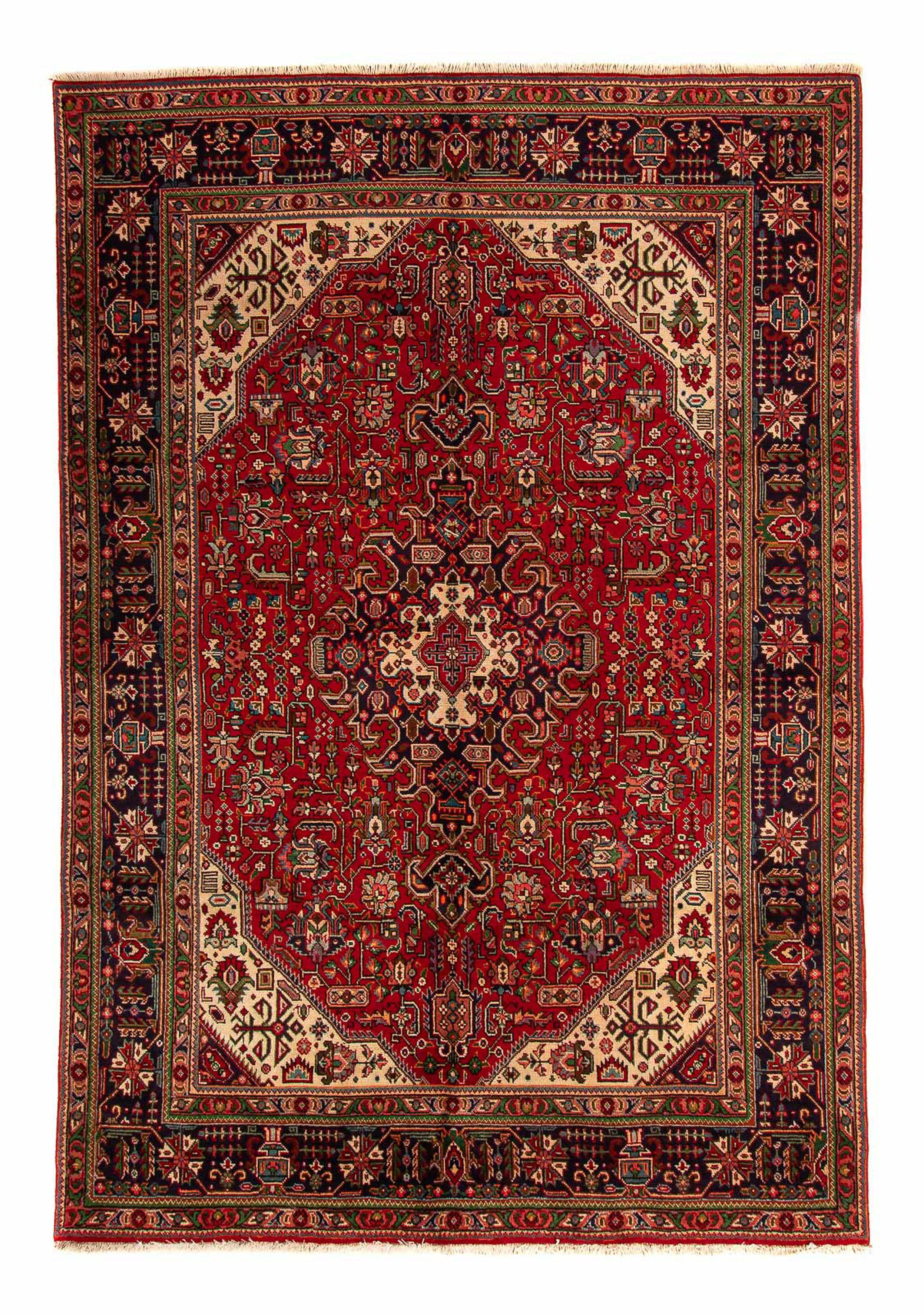 Orientteppich Perser morgenland, Höhe: - rechteckig, mm, cm Täbriz x - Zertifikat 195 mit Handgeknüpft, Einzelstück Wohnzimmer, 295 9 - dunkelrot