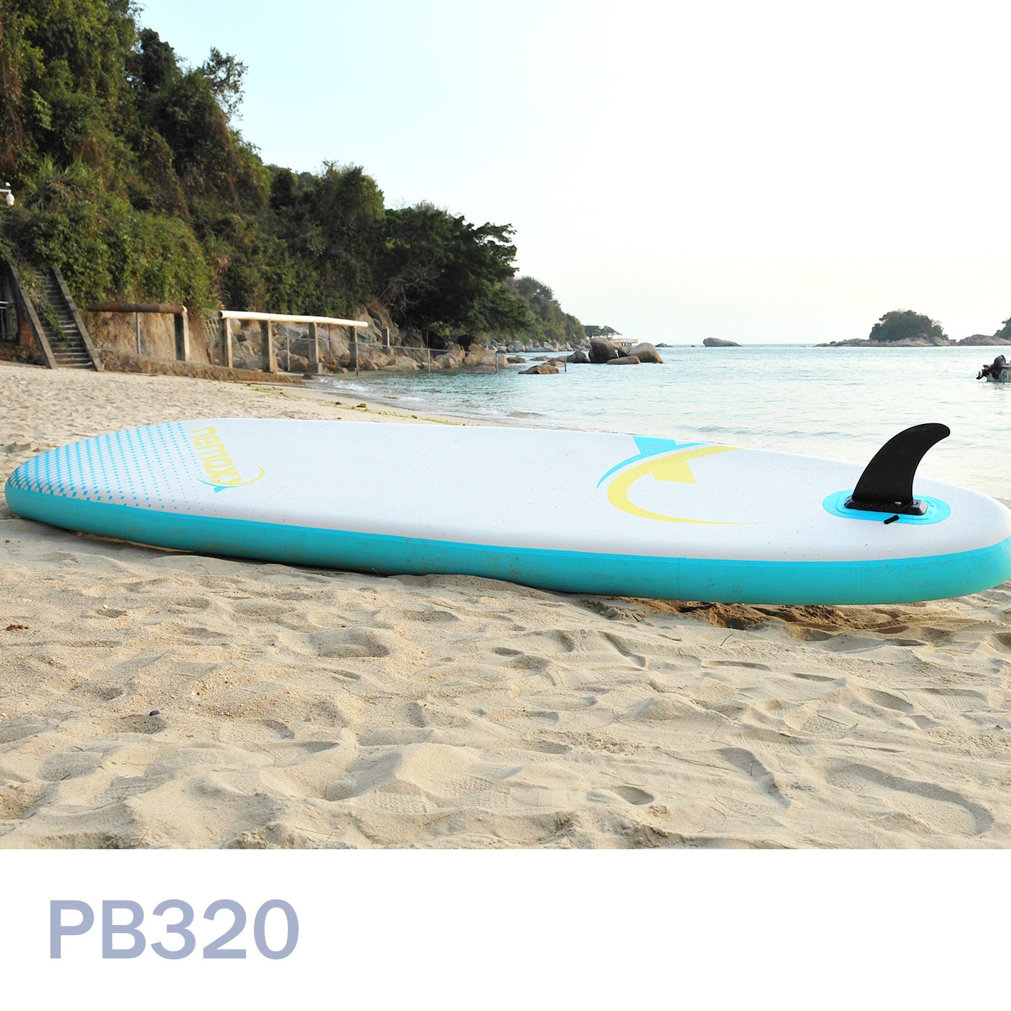 - Tasche, zu Surf-Board Inflatable NEMAXX & Stand aufblasbar - türkis/gelb Surfbrett, - Board Nemaxx transportieren Paddle inkl. PB320 up SUP-Board, 320x78x15cm, leicht Paddel