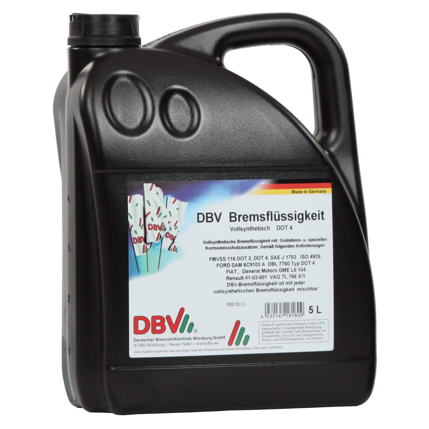 DBV Motoröl DBV-Bremsflüssigkeit (vollsynthetisch) 4 x 5-Liter-Kanne
