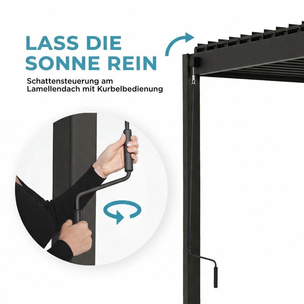Mirador Pergola 80S Pavillon Terrassenüberdachung Anthrazit, (Packung), Stahl Anthrazit verstellbares Lamellendach