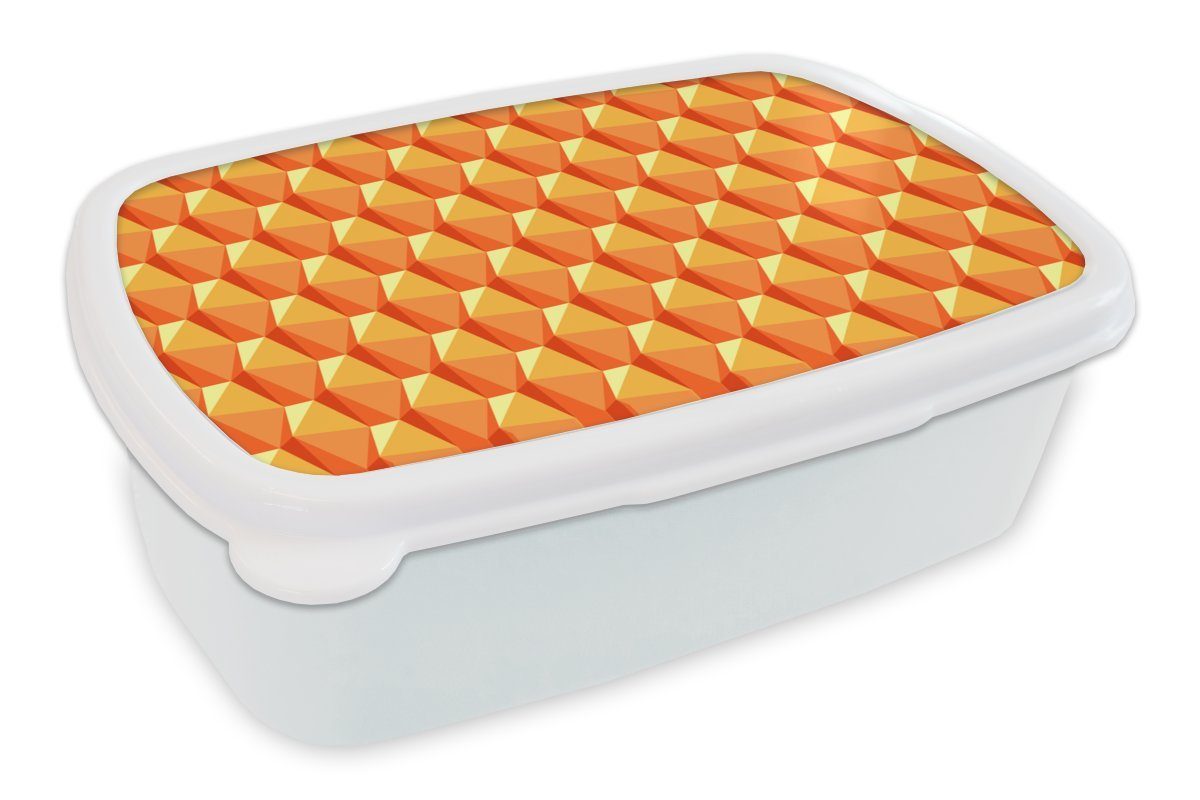 MuchoWow Lunchbox - Muster Erwachsene, und - Brotdose, für Mädchen Kinder und 3D, Kunststoff, Orange (2-tlg), Jungs Brotbox für weiß