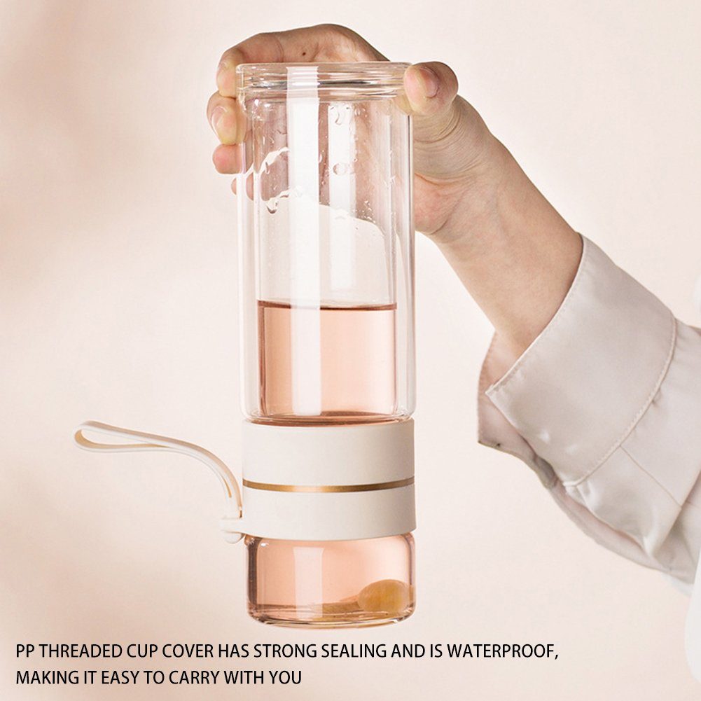 Blusmart Doppelschichtiger Trinkflasche pink Tee-Wasser-Trenn-Glasbecher