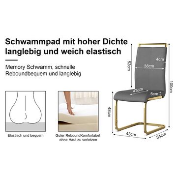 BlingBin Polsterstuhl Freischwinger (Set, 4 St), Anti-Rutsch Fußpolster, Vergoldete Stuhlbeine