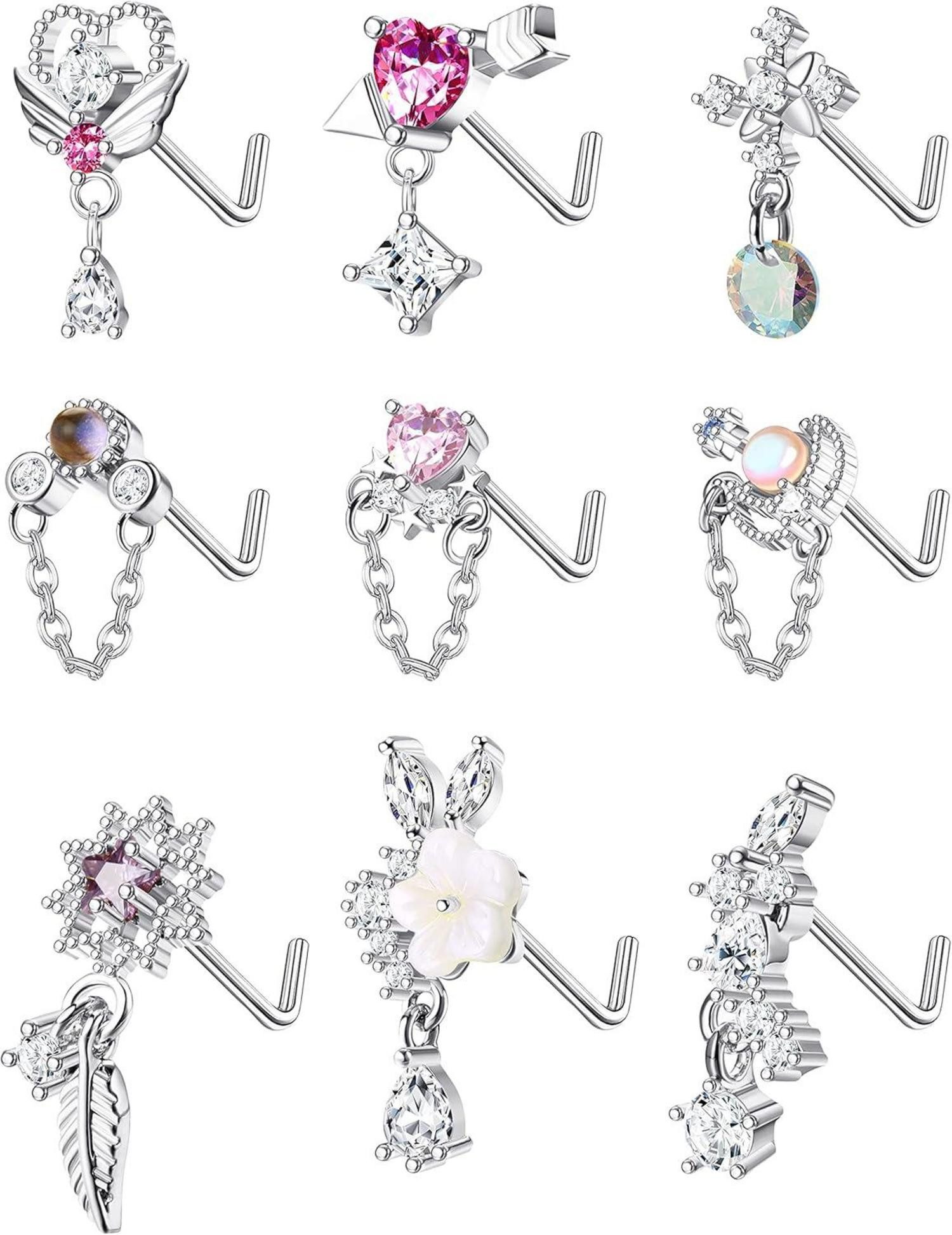 Kakonia Nasenpiercing Nasenpiercing 9 Stück 20G günstig online kaufen
