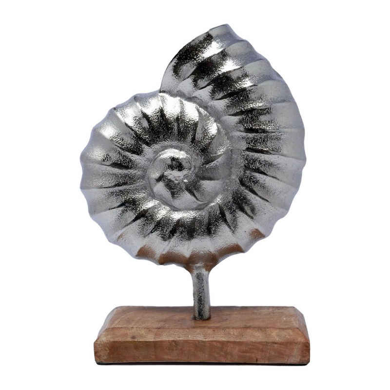 Dragimex Dekofigur Muschelfigur Aluminium auf Mangoholzsockel H 23 cm