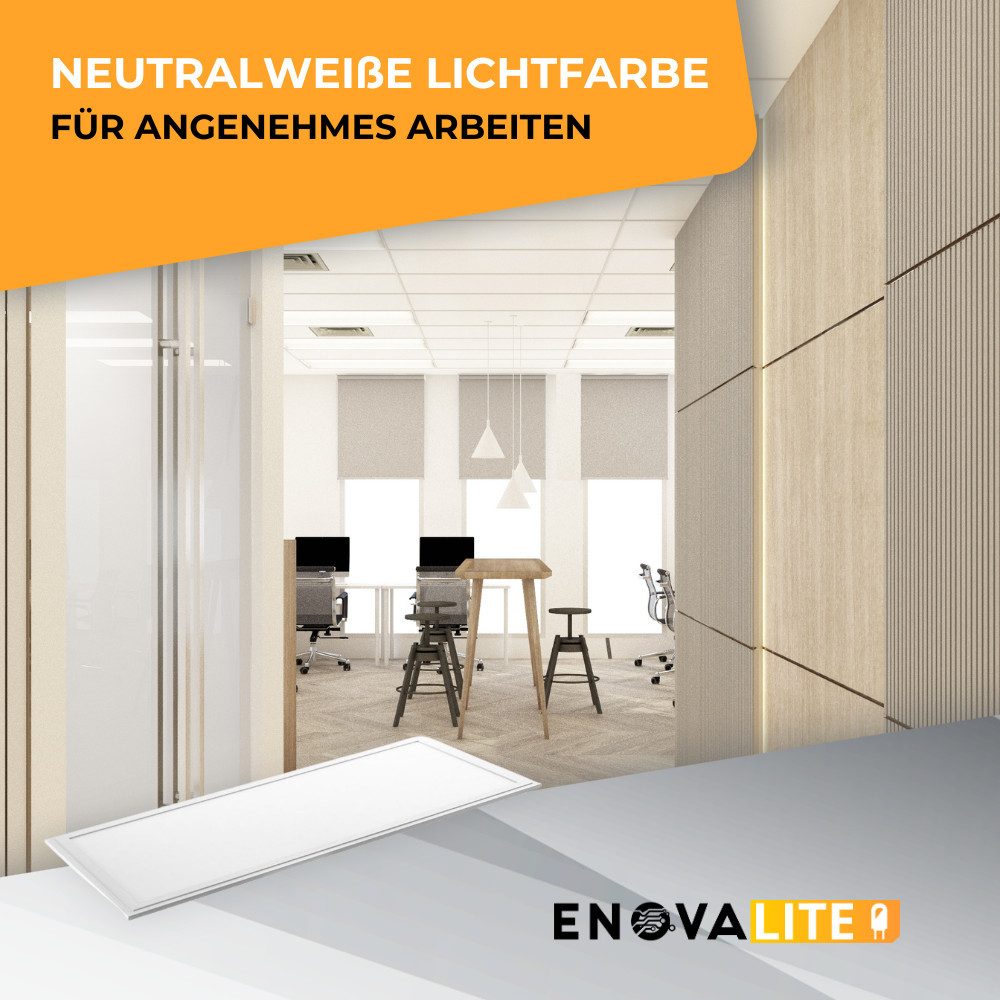 ENOVALITE LED Rasterleuchte 5er Pack LED Panel, 120x30 cm, 36 W, 3600 lm, 4000 K (neutralweiß), LED fest integriert, Neutralweiß
