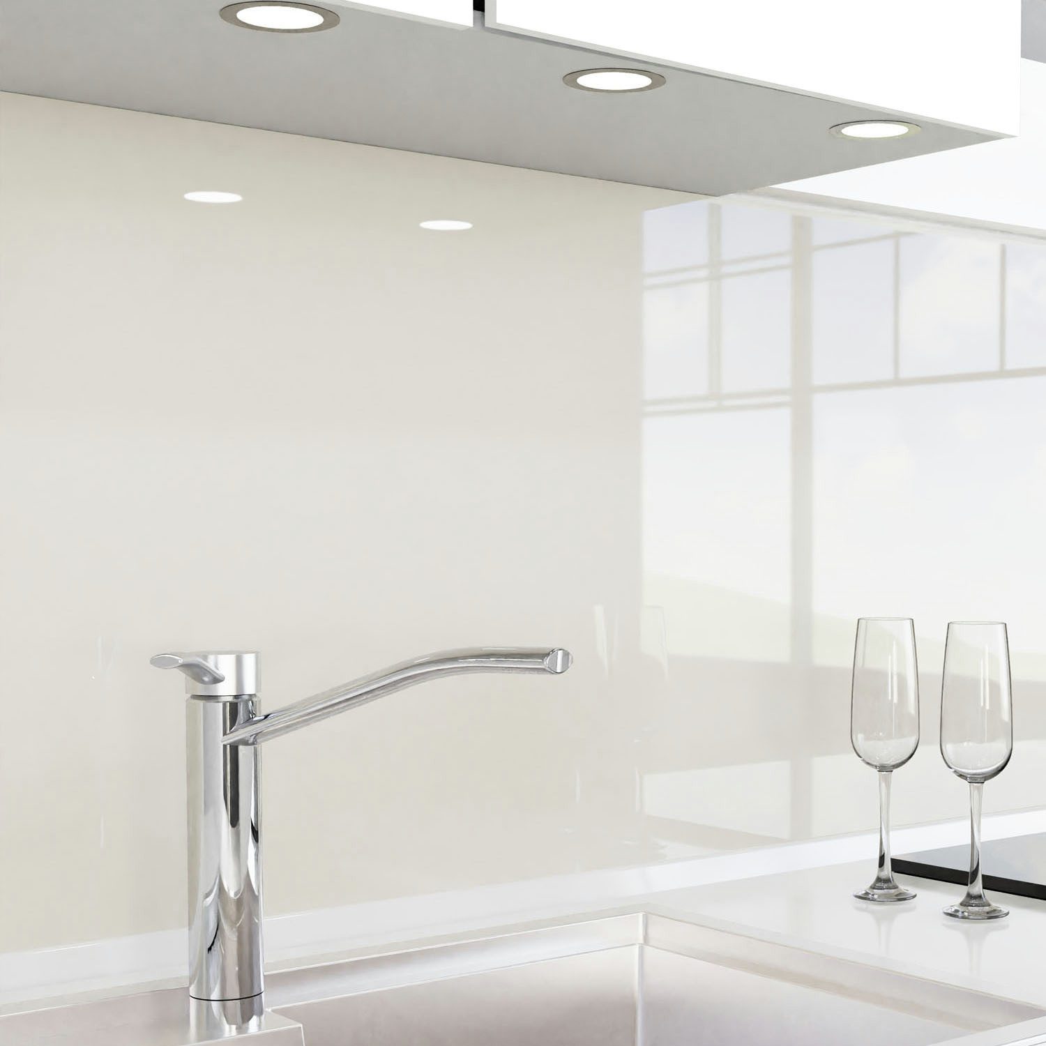 danario Küchenrückwand Folie selbstklebend, Glasoptik, Spritzschutz Küche, ablösbar - 0,8 mm