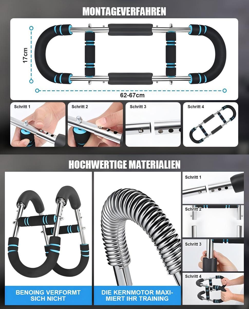 JOYOLEDER Multitrainer Twister Armtrainer Biegehantel, Verstellbares Brust Trainingsgerät &, (Muscle fit Gerät (30-50 kg / 70-110 lb), Tragbarer Power Twister, mit abnehmbarem Design, Trainingsgeräte für Zuhause, Büro & Reise)
