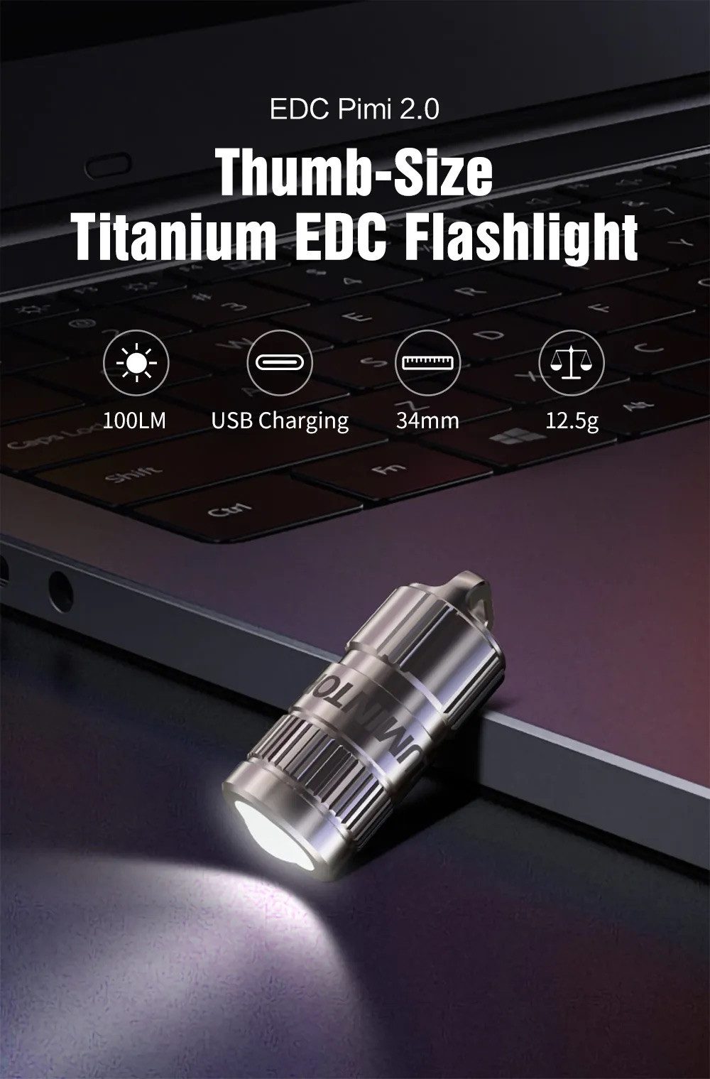 Lumintop Taschenlampe PIMI 2.0 CU100 Lumen die kleinste EDC Taschenlampe in Kupfer (1-St)