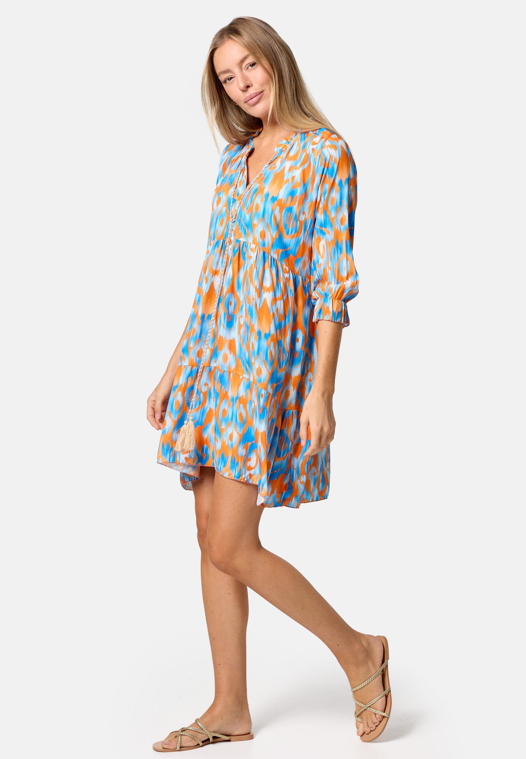 Rayshyne Tunikakleid PM-31 (Sommerkleid Jersey Strandkleid mit Muster in Einheitsgröße)