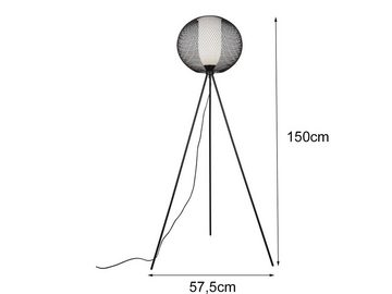 meineWunschleuchte LED Stehlampe, Dimmfunktion, LED wechselbar, Warmweiß, ausgefallene Tripod Gitter-lampe dimmbar Industrial Vintage Höhe 150cm