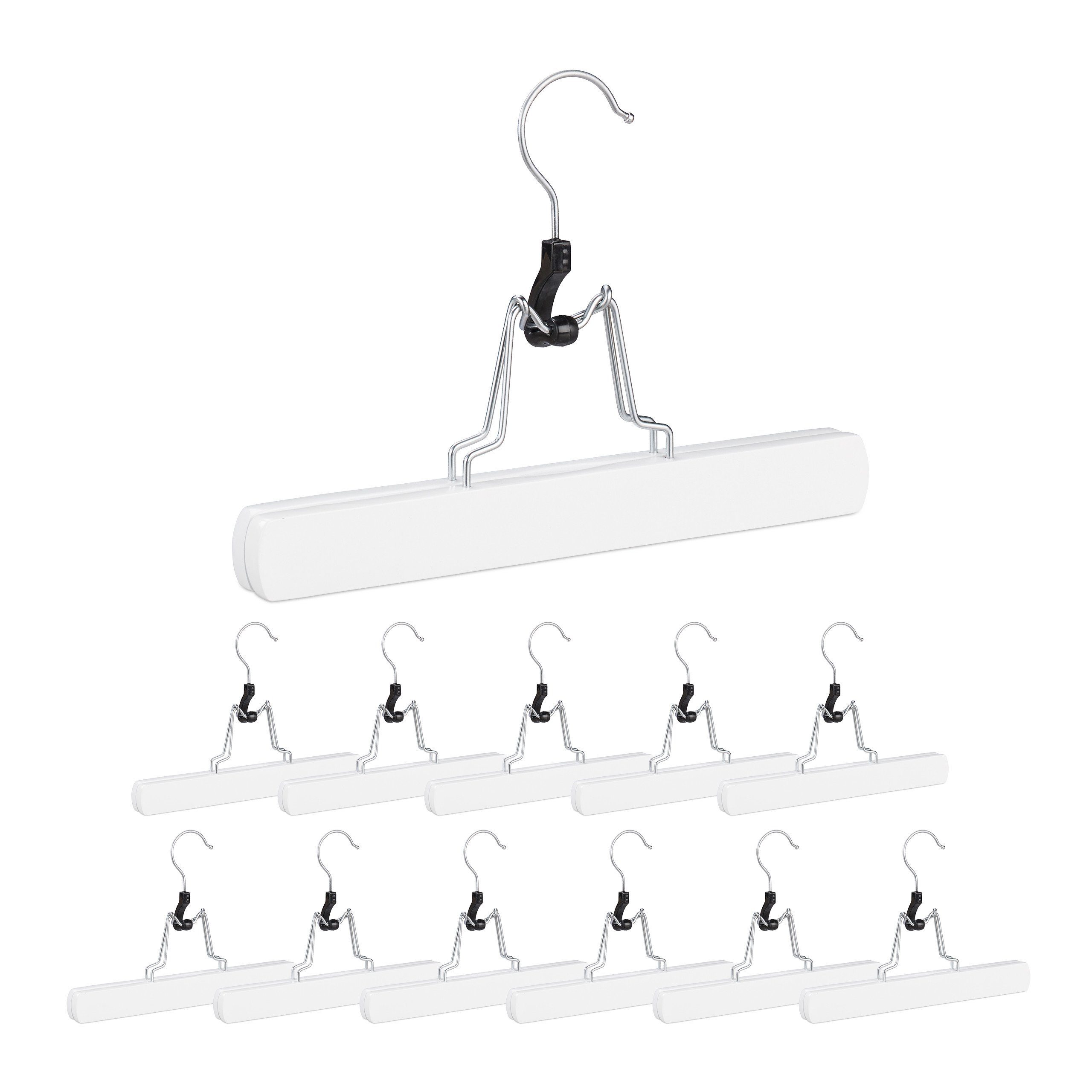 relaxdays Rockbügel Hosenspanner 12 Stück in Weiß günstig online kaufen
